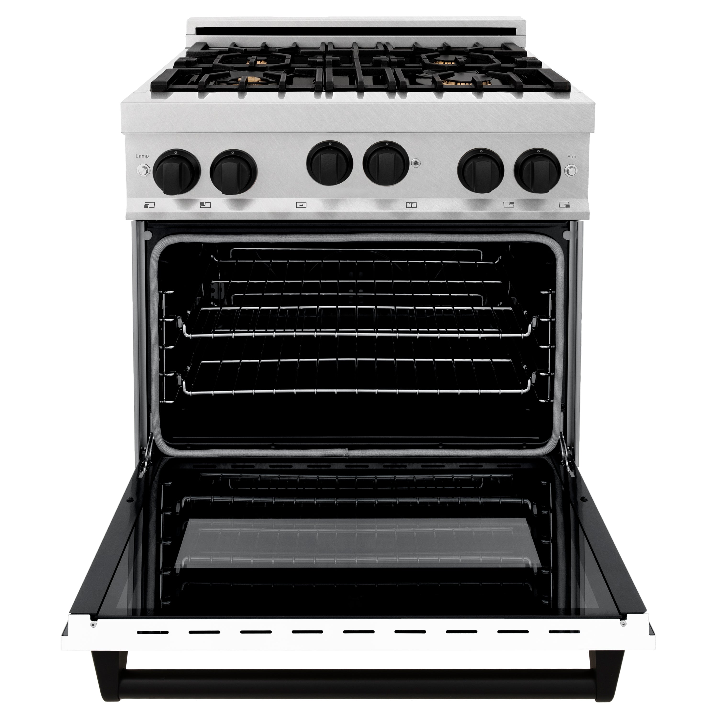 ZLINE Autograph Edition 30 in. 4.0 cu. ft. Range with Gas Stove and Gas Oven in DuraSnow Stainless Steel with White Matte Door and Accents (RGSZ-WM-30)