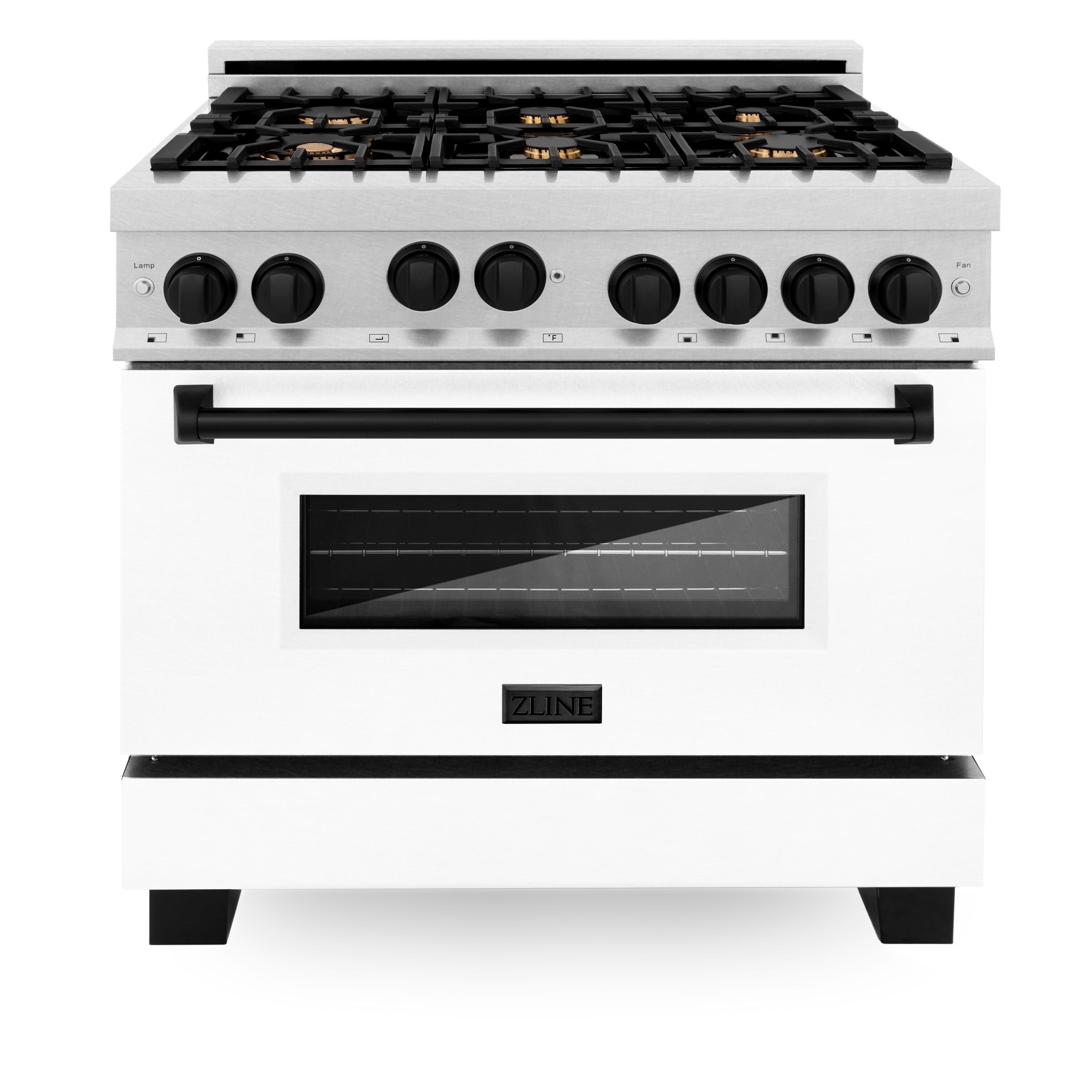 ZLINE Autograph Edition 36 in. 4.6 cu. ft. Range with Gas Stove and Gas Oven in DuraSnow Stainless Steel with White Matte Door (RGSZ-WM-36)