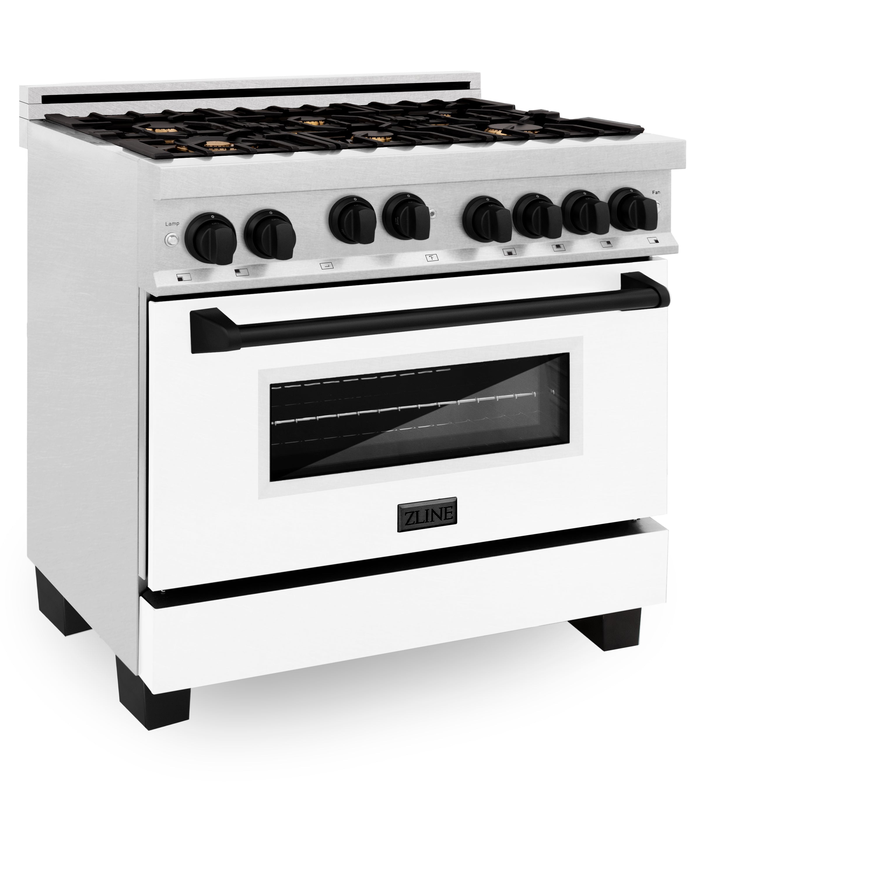 ZLINE Autograph Edition 36 in. 4.6 cu. ft. Range with Gas Stove and Gas Oven in DuraSnow Stainless Steel with White Matte Door (RGSZ-WM-36)