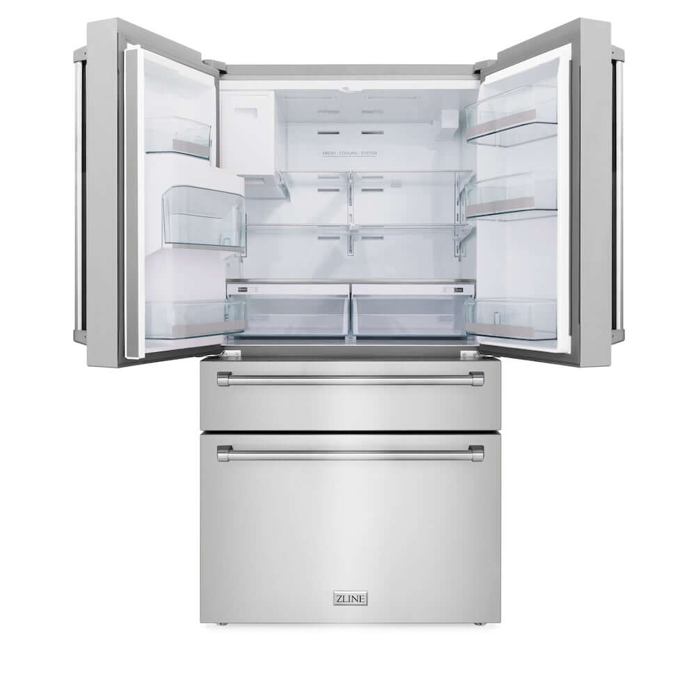 ZLINE Kitchen Package with Water and Ice Dispenser Refrigerator, 30 in. Gas Range, 30 in. Range Hood, and 24 in. Tall Tub Dishwasher (4KPRW-SGRRH30-DWV)