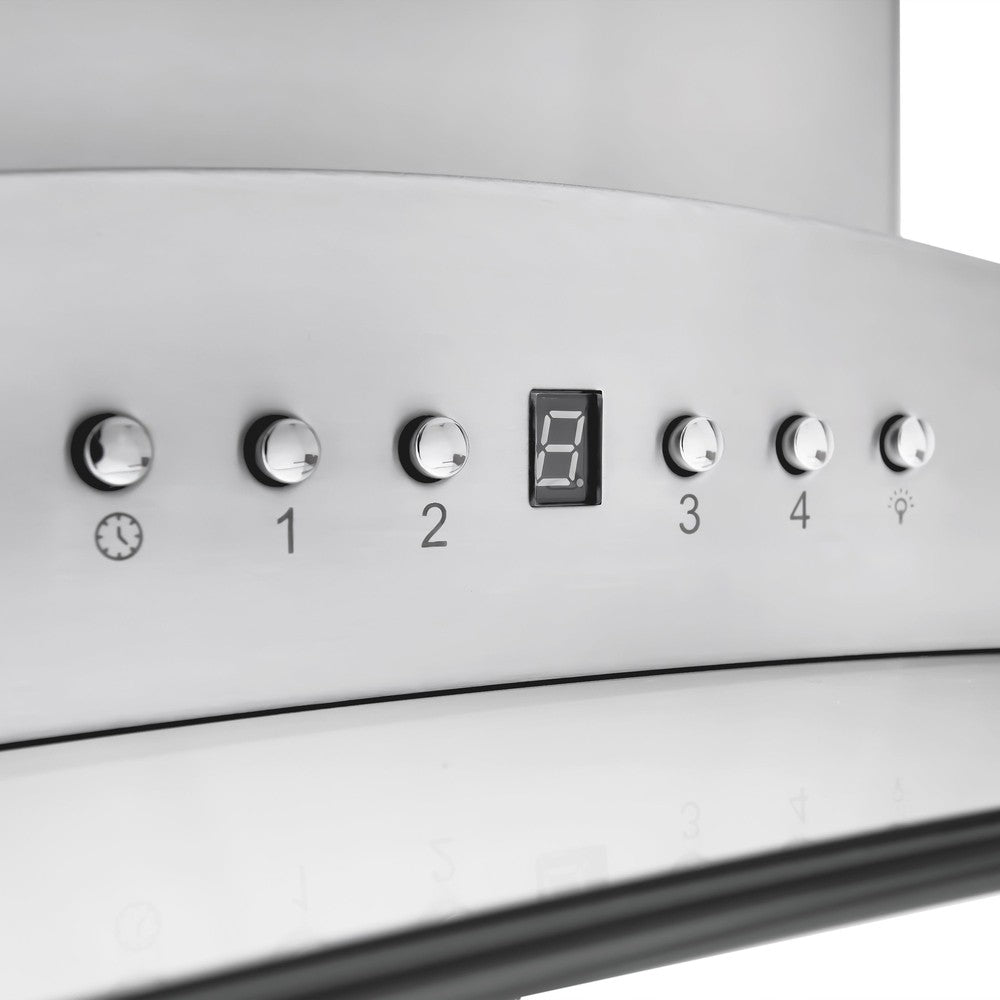 ZLINE Stainless Steel Range Hood button controls.