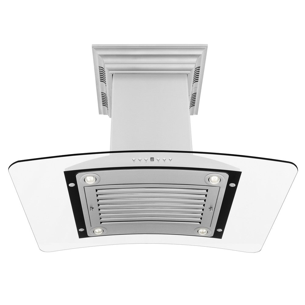 ZLINE Island Mount Range Hood in Stainless Steel with Built-in ZLINE CrownSound Bluetooth Speakers (GL9iCRN-BT) 