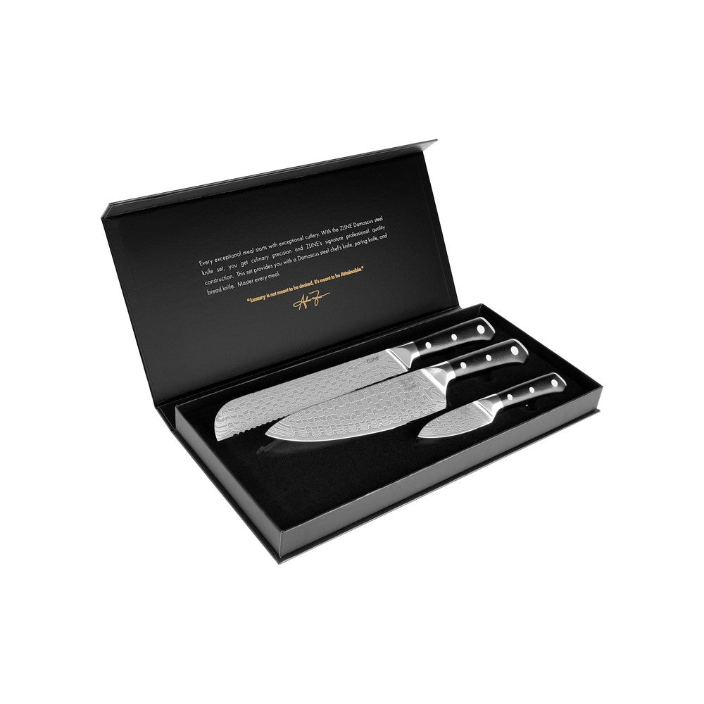 ZLINE 3-Piece Professional Damascus Steel Kitchen Knife Set (KSETT-JD-3) 