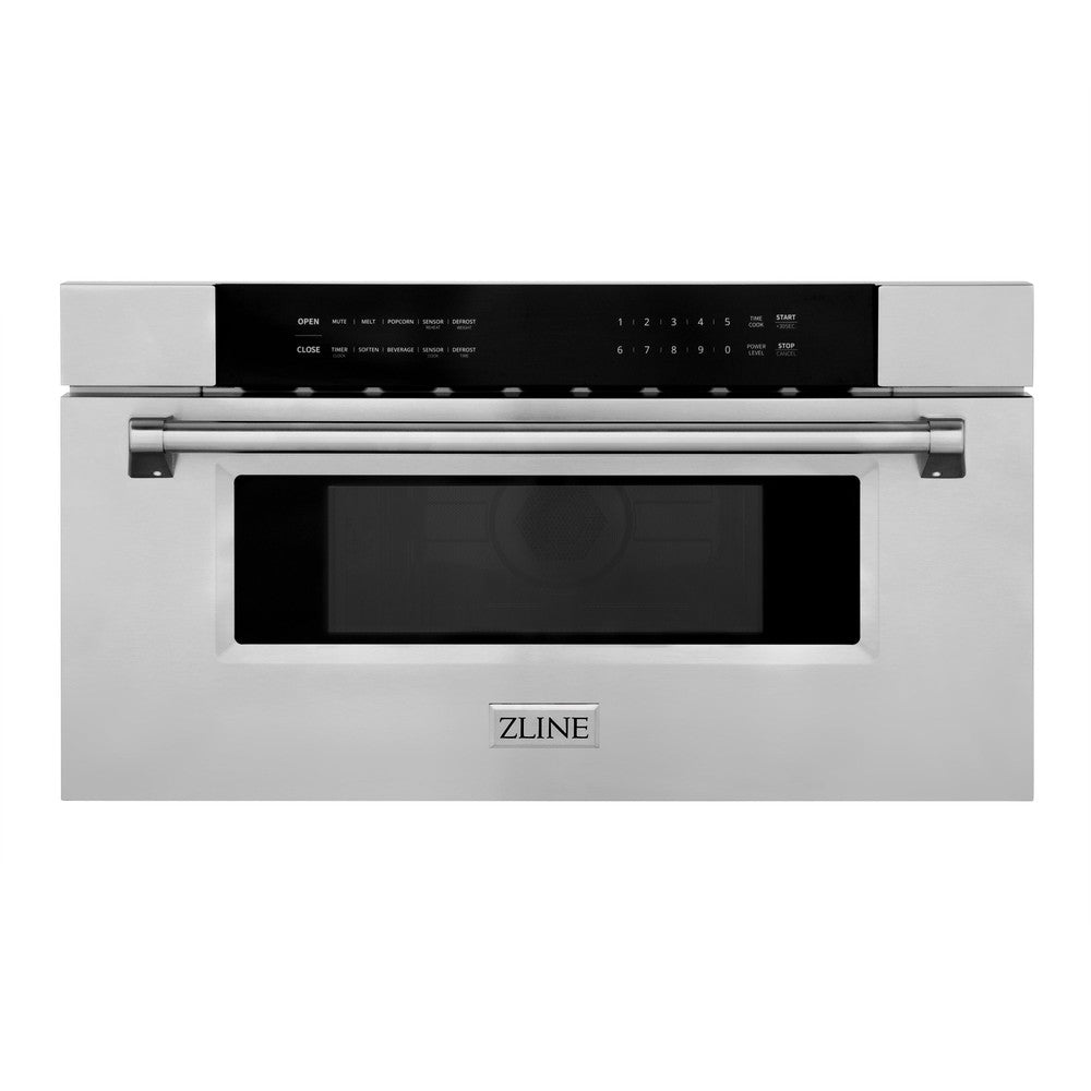 ZLINE 30 in. 1.2 cu. ft. Stainless Steel Built-In Microwave Drawer (MWD-30) front, closed.