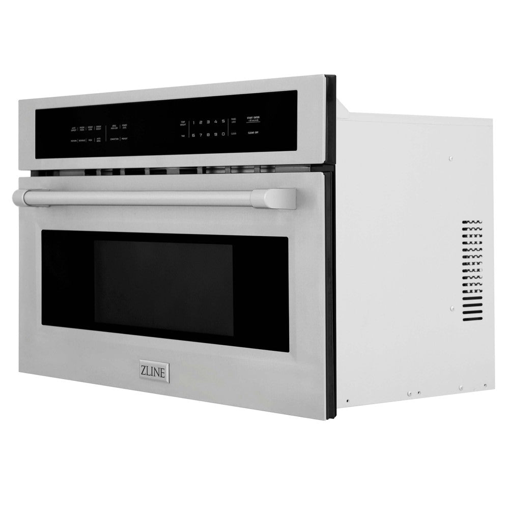ZLINE 30 in. 1.6 cu ft. Stainless Steel Built-in Convection Microwave Oven (MWO-30) Side View