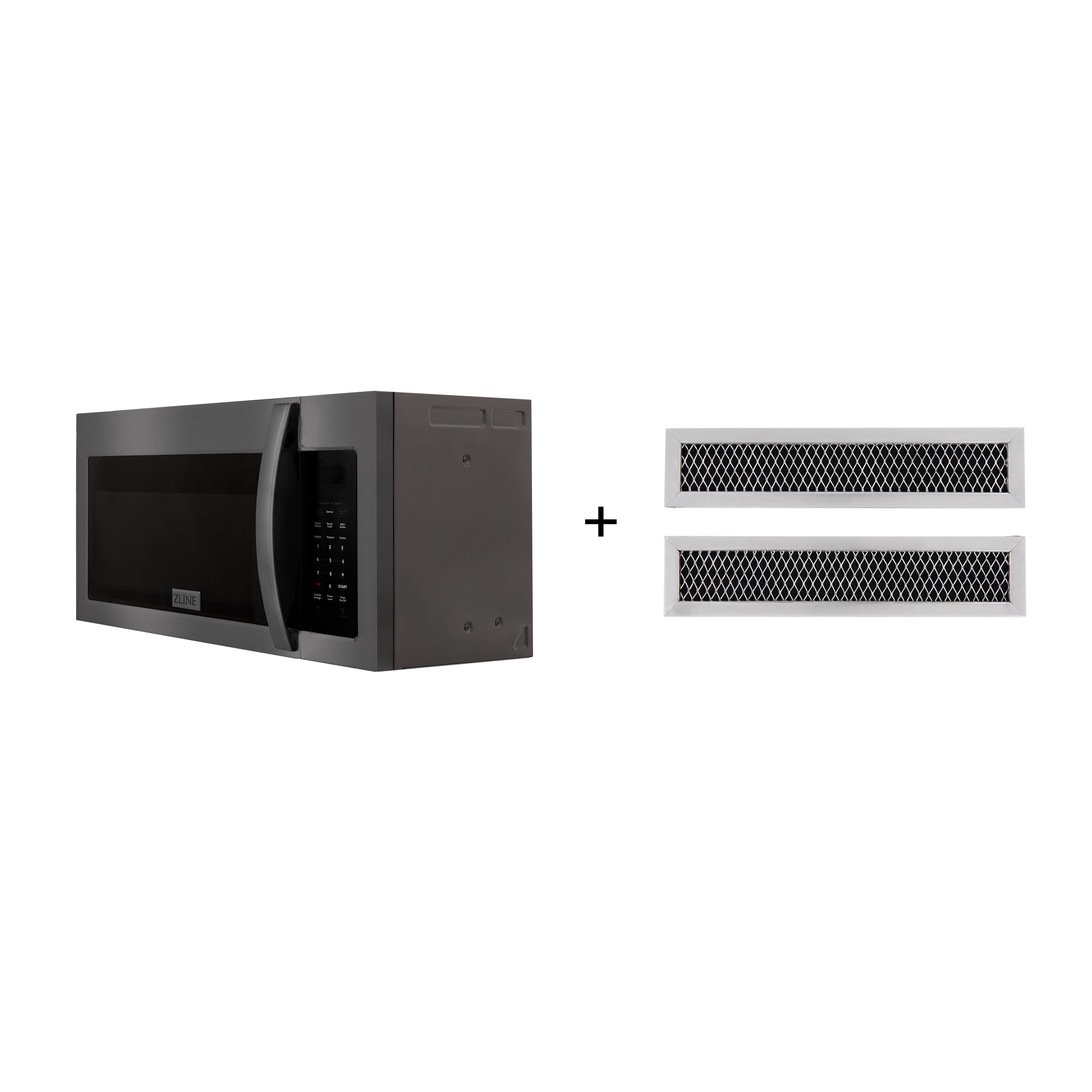 ZLINE Recirculating Over the Range Convection Microwave Oven with Charcoal Filters in Black Stainless Steel (MWO-OTRCF-30-BS)