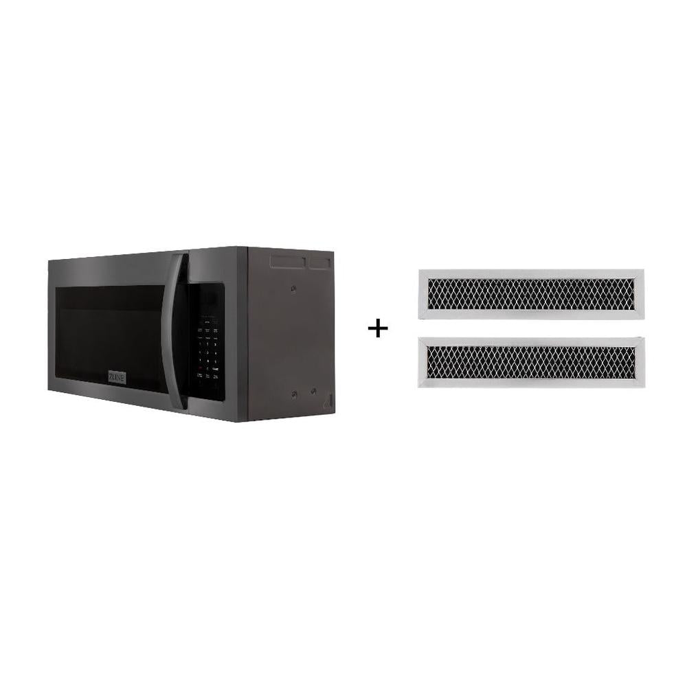 ZLINE 30 in. Recirculating Over the Range Convection Microwave Oven with Charcoal Filters in Black Stainless Steel (MWO-OTRCF-30-BS) main image.