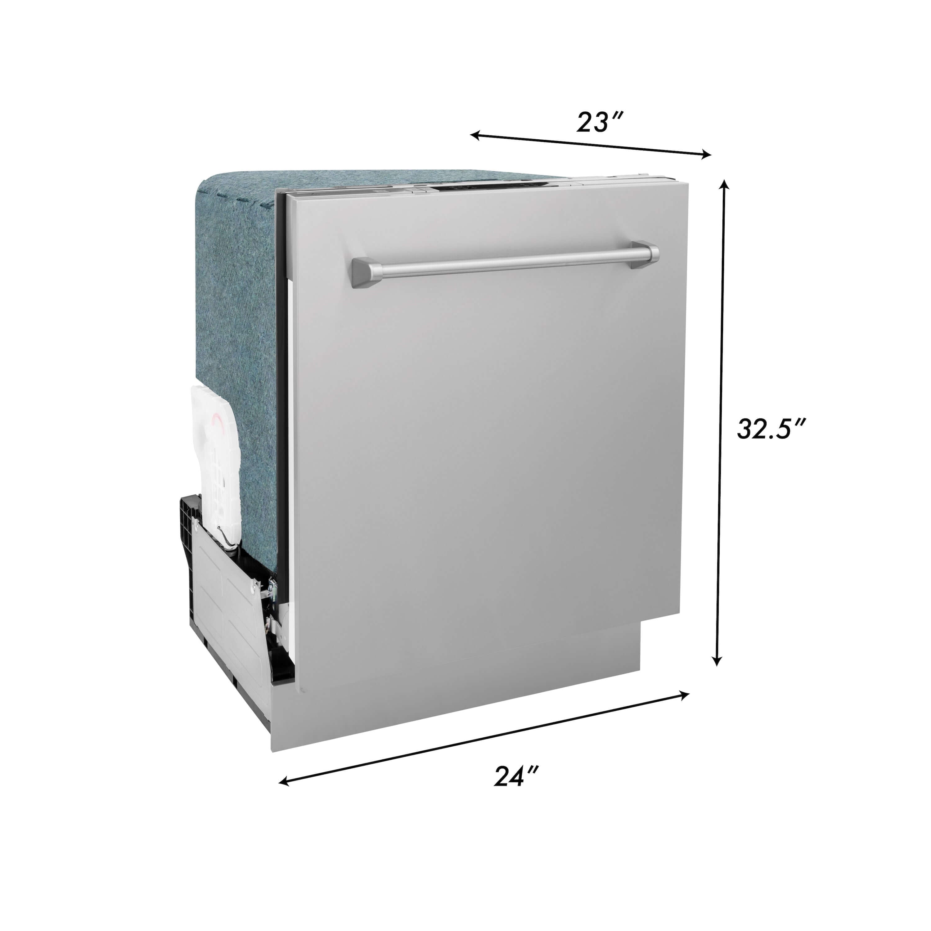 ZLINE 24-inch dishwasher dimensional diagram with measurements.