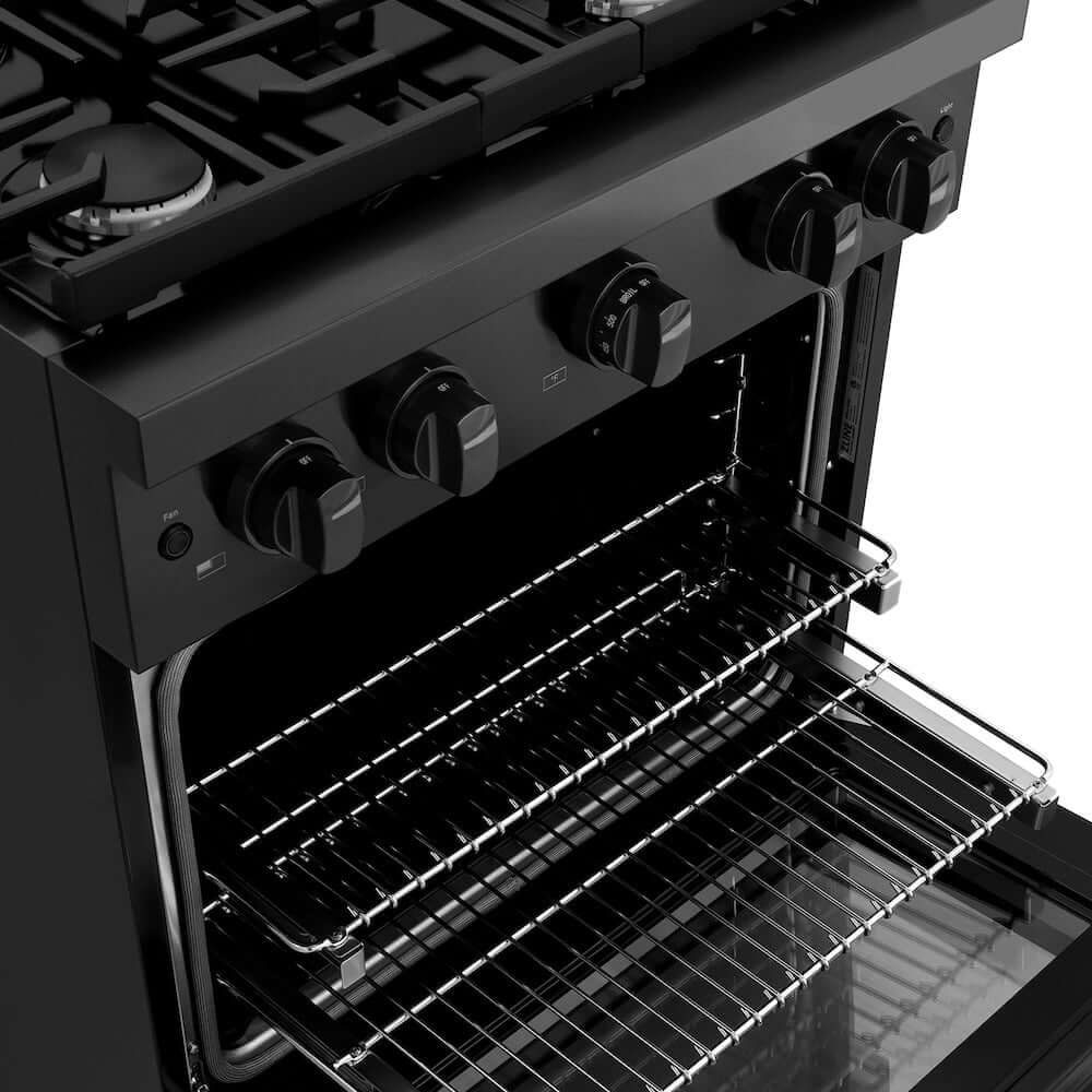 ZLINE 30-inch Gas Range in Black Stainless Steel (SGRB-30) oven racks closeup.