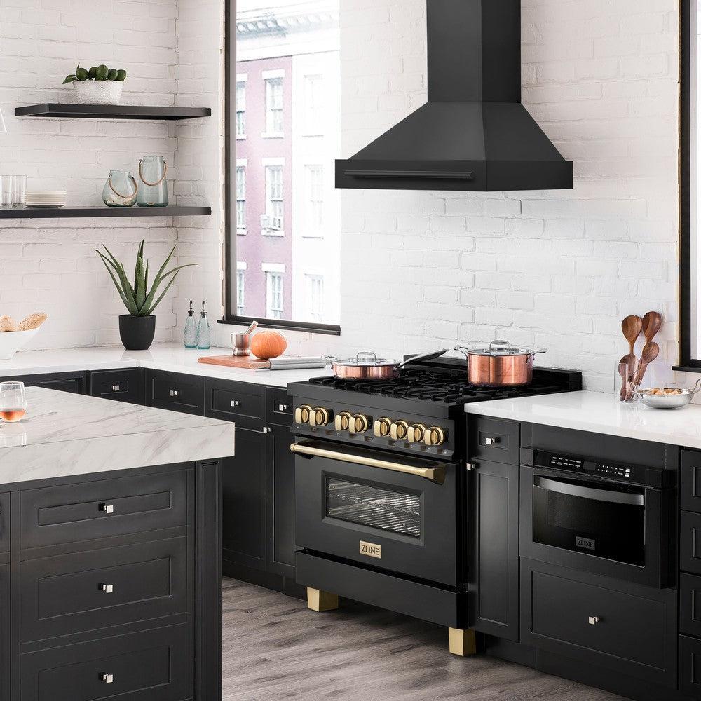 ZLINE Black Stainless Steel Range Hood with Black Stainless Steel Handle and Size Options (BS655-BS) 
