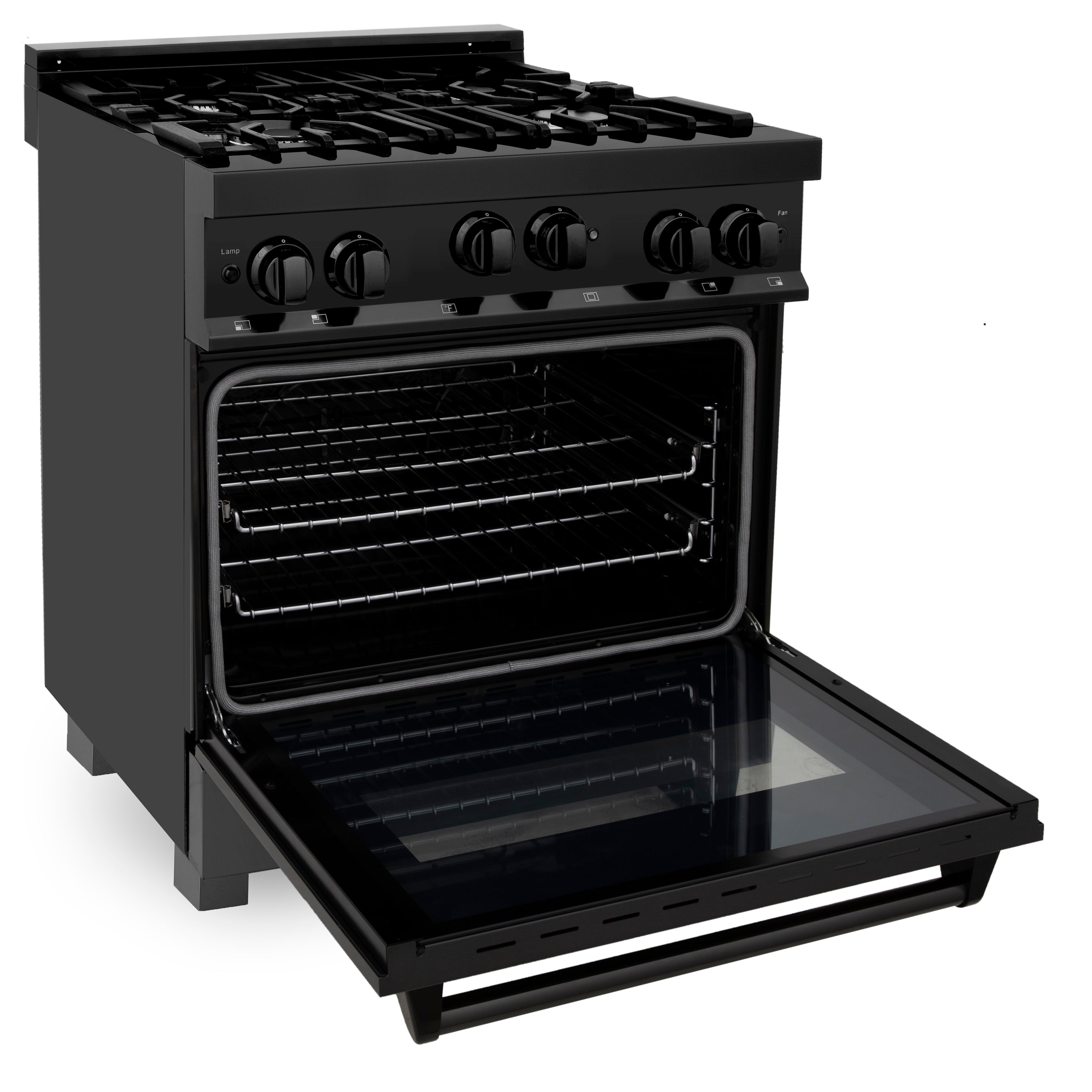 ZLINE 30 in. 4.0 cu. ft. Range with Gas Stove and Gas Oven in Black Stainless Steel (RGB-30)
