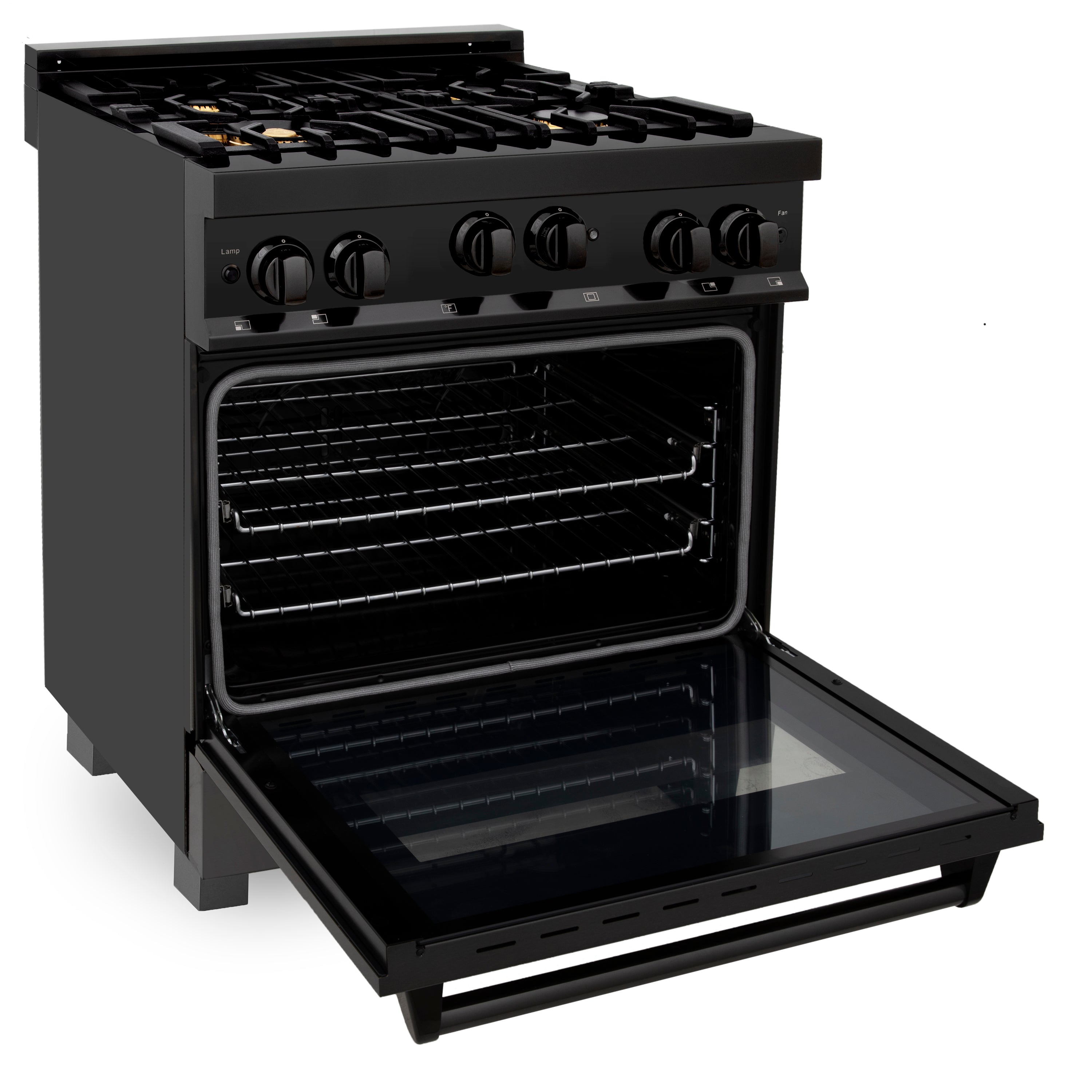 ZLINE 30 in. 4.0 cu. ft. Range with Gas Stove and Gas Oven in Black Stainless Steel (RGB-30)