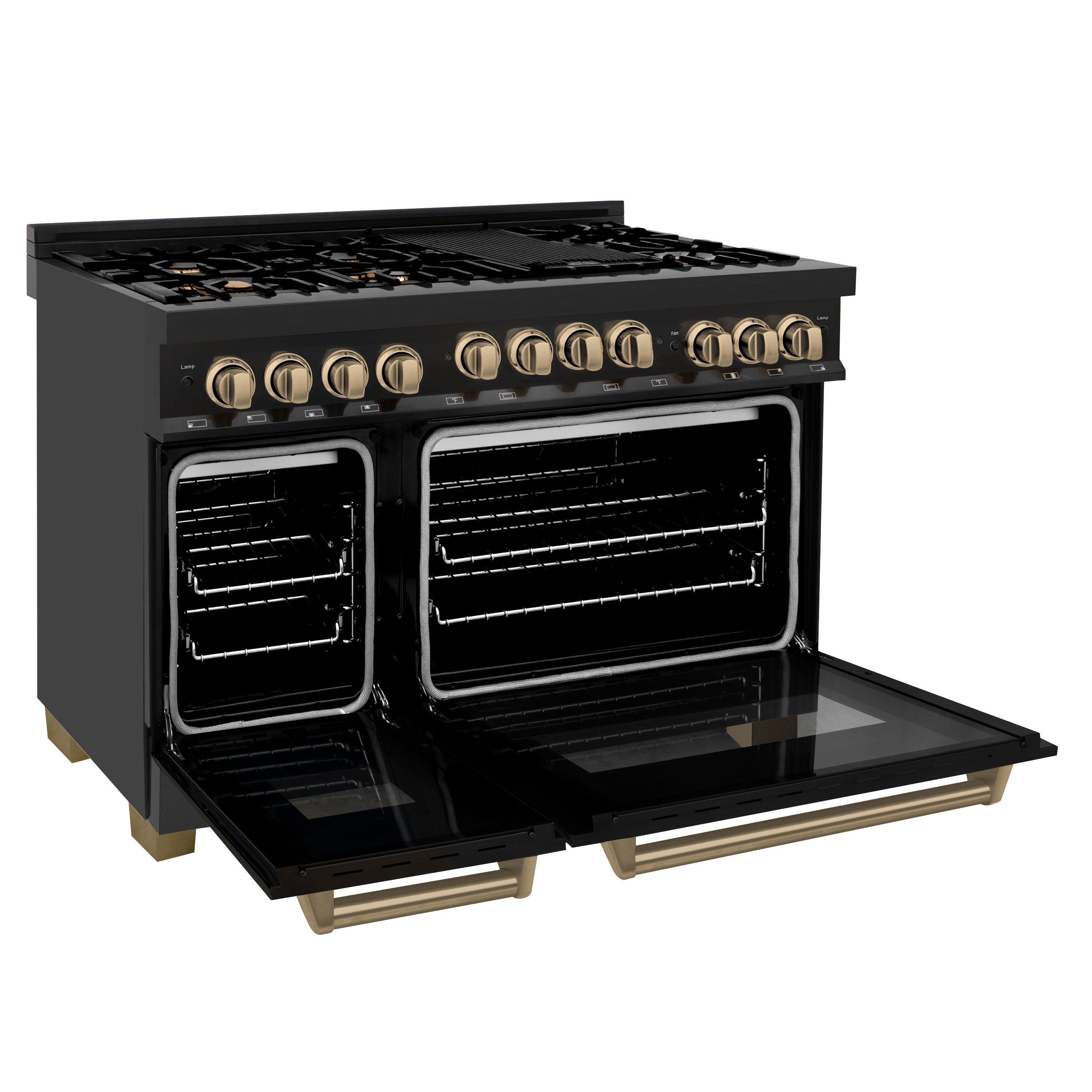 ZLINE Autograph Edition 48 in. 6.0 cu. ft. Range with Gas Stove and Gas Oven in Black Stainless Steel with Accents (RGBZ-48)