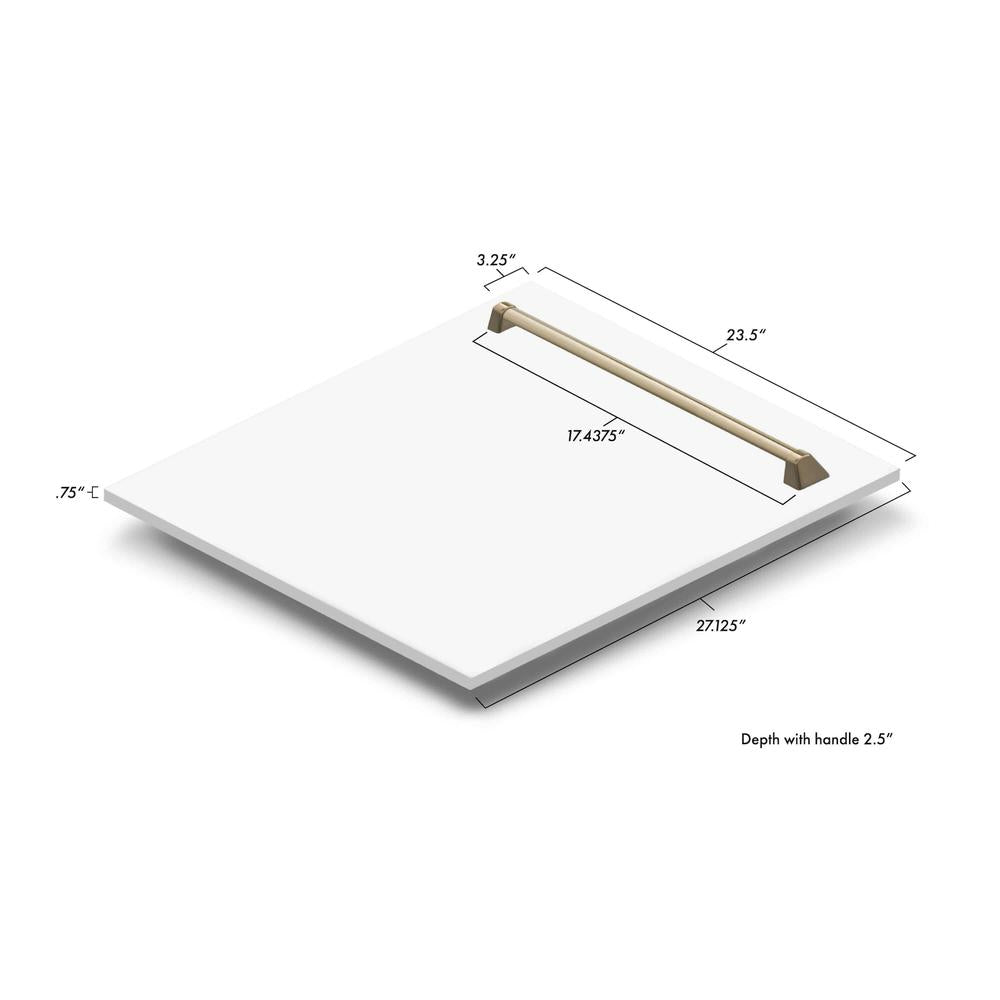 ZLINE Autograph Edition 24 in. Tallac Dishwasher Panel in White Matte with Accented Handle (DPVZ-WM-24) 
