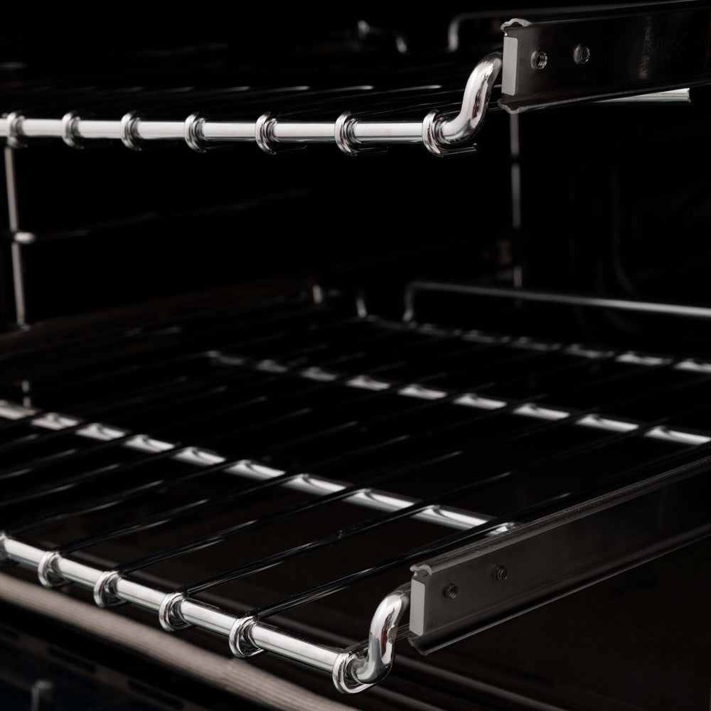 ZLINE SmoothGlide ball-bearing adjustable oven racks from side.