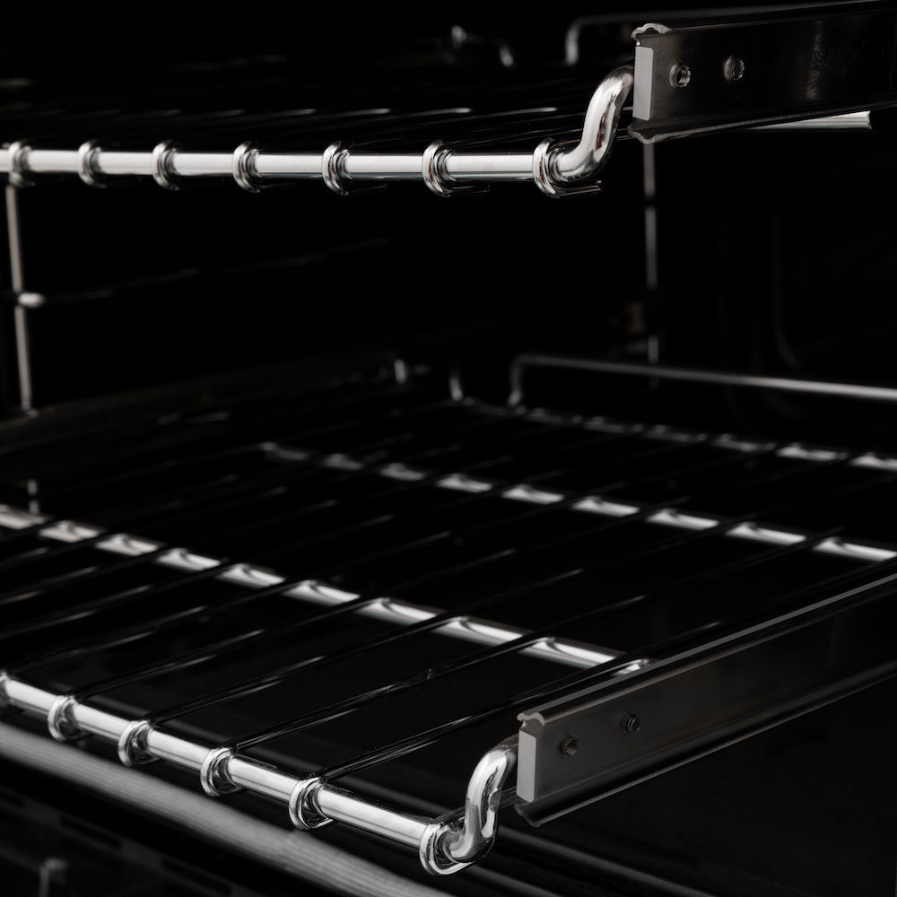 Adjustable oven racks inside ZLINE range.