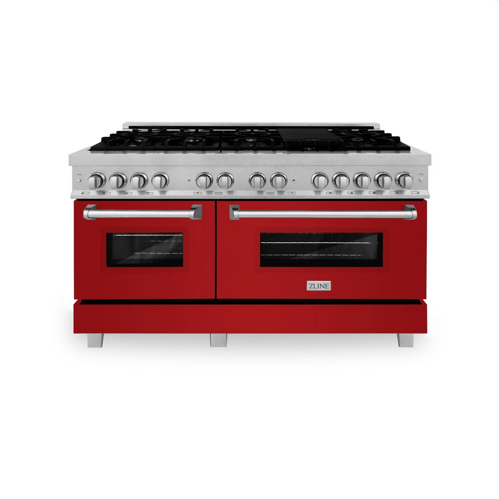 ZLINE 60 in. 7.4 cu. ft. Dual Fuel Range with Gas Stove and Electric Oven in Fingerprint Resistant Stainless Steel (RAS-SN-60) front, oven closed.