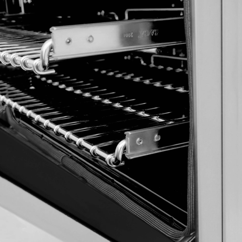 ZLINE SmoothGlide ball-bearing adjustable oven racks from side.