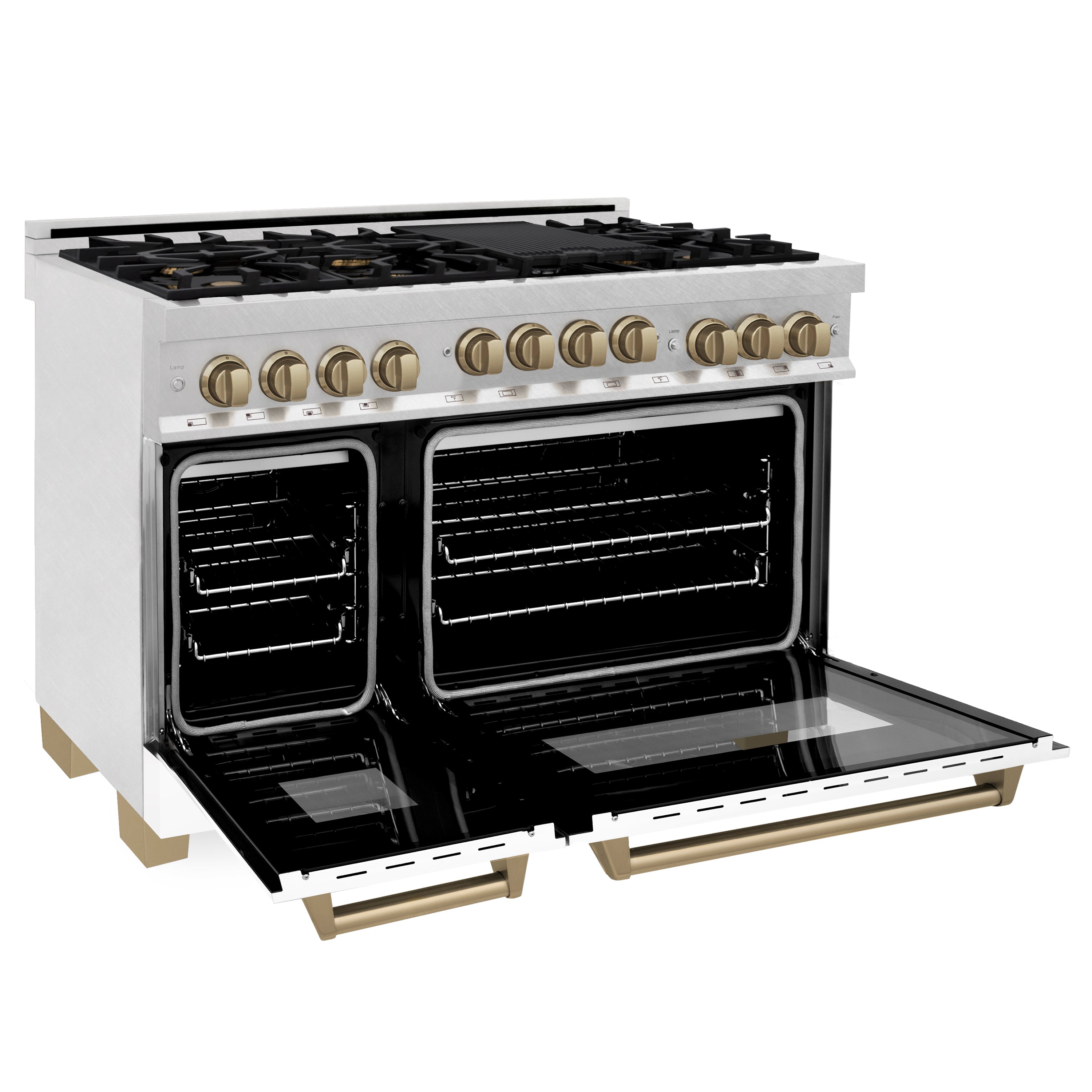 ZLINE Autograph Edition 48 in. 6.0 cu. ft. Range with Gas Stove and Gas Oven in DuraSnow Stainless Steel with White Matte Door and Colored Accents (RGSZ-WM-48)