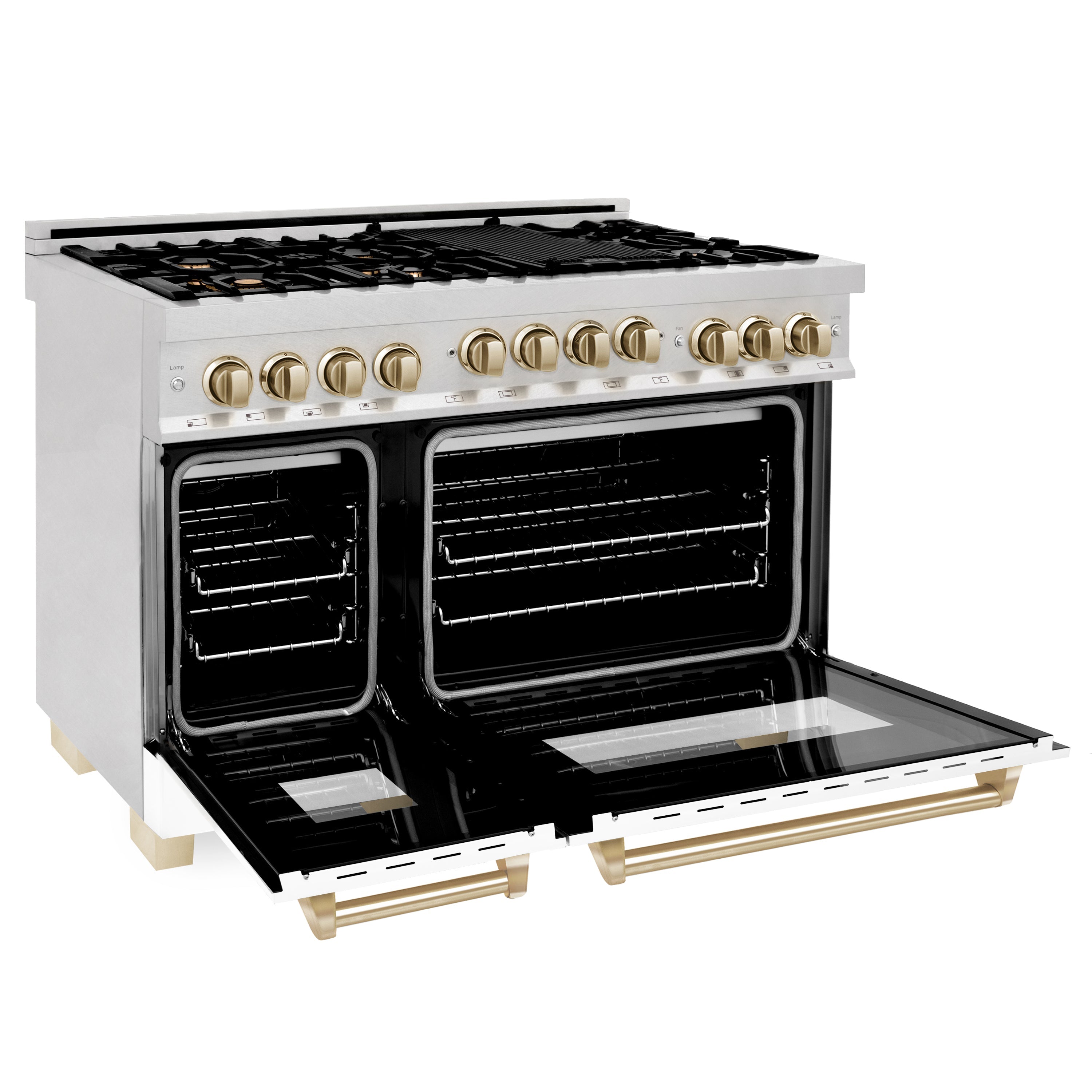 ZLINE Autograph Edition 48 in. 6.0 cu. ft. Range with Gas Stove and Gas Oven in DuraSnow Stainless Steel with White Matte Door and Colored Accents (RGSZ-WM-48)