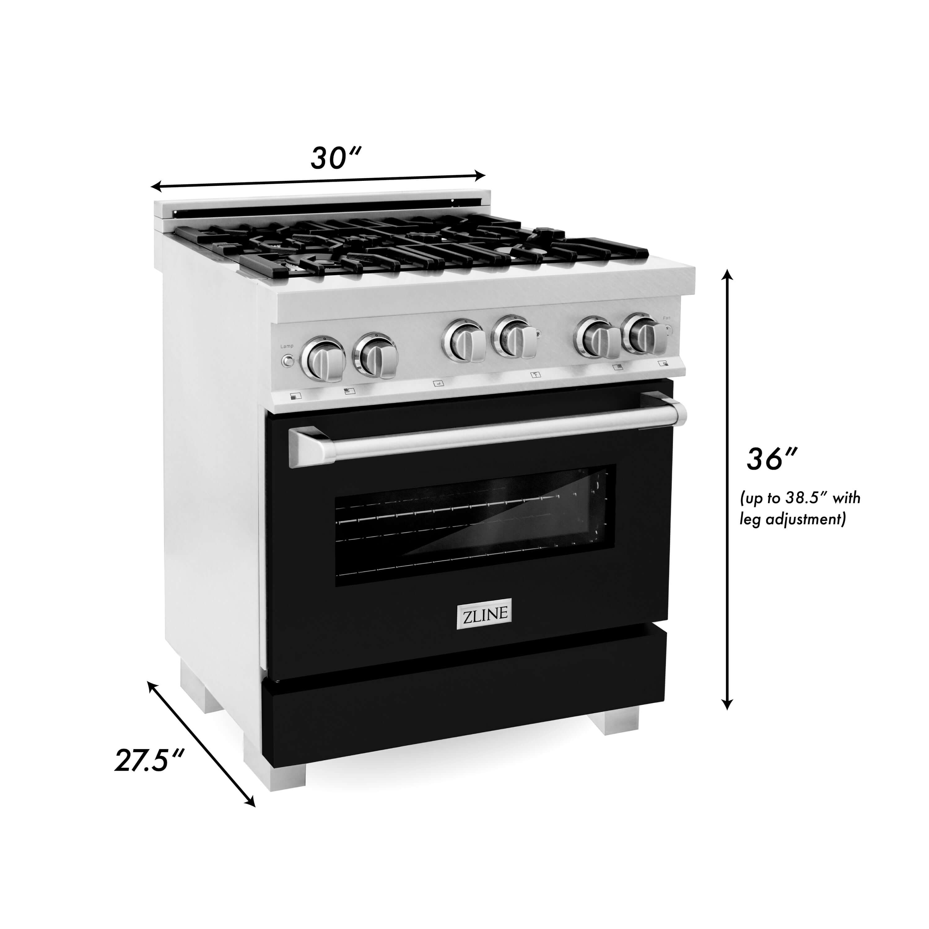 ZLINE 30 in. 4.0 cu. ft. Range with Gas Stove and Gas Oven in Fingerprint Resistant Stainless Steel with Color Door Options (RGS-SN-30)