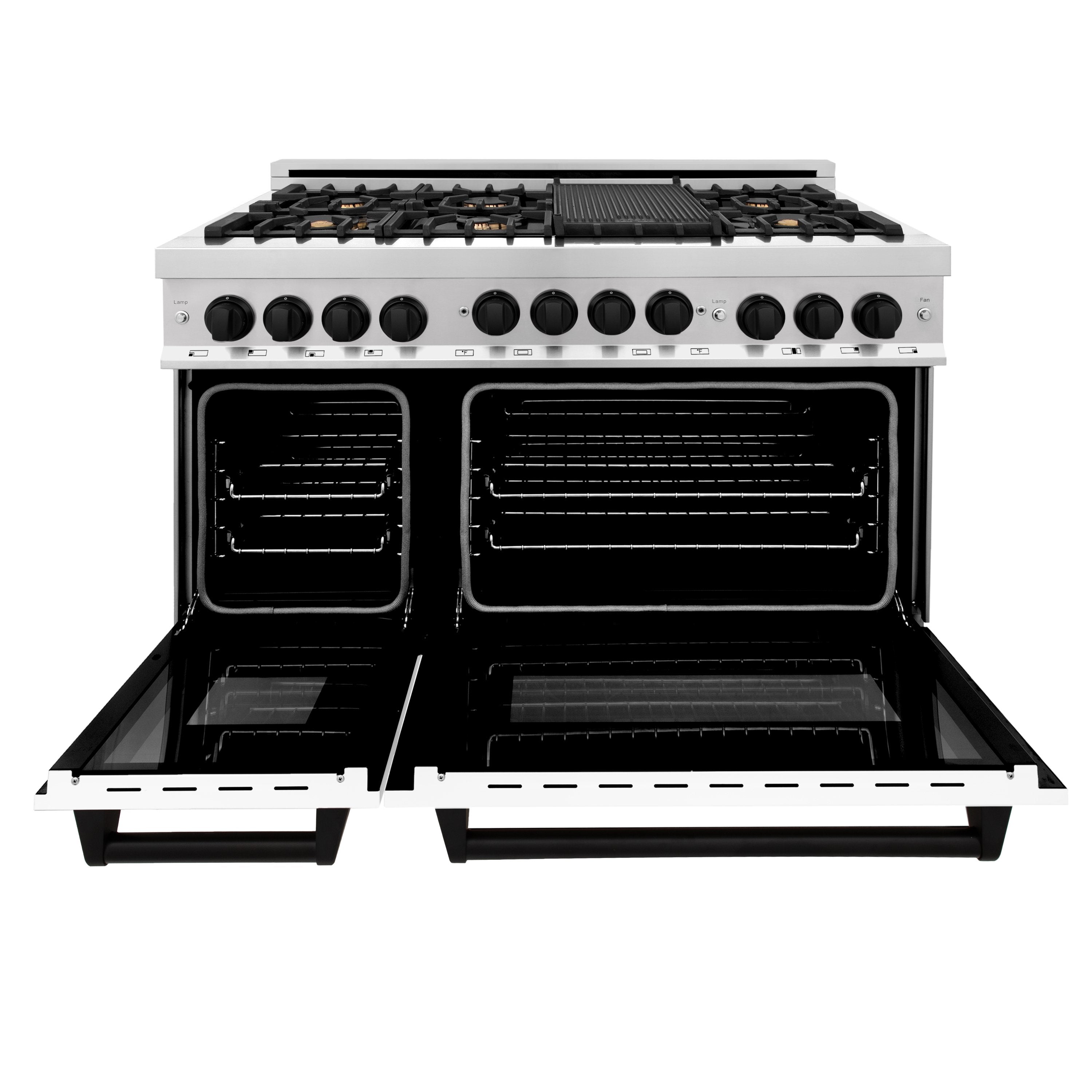 ZLINE Autograph Edition 48 in. 6.0 cu. ft. Range with Gas Stove and Gas Oven in Stainless Steel with White Matte Door with Accents (RGZ-WM-48)