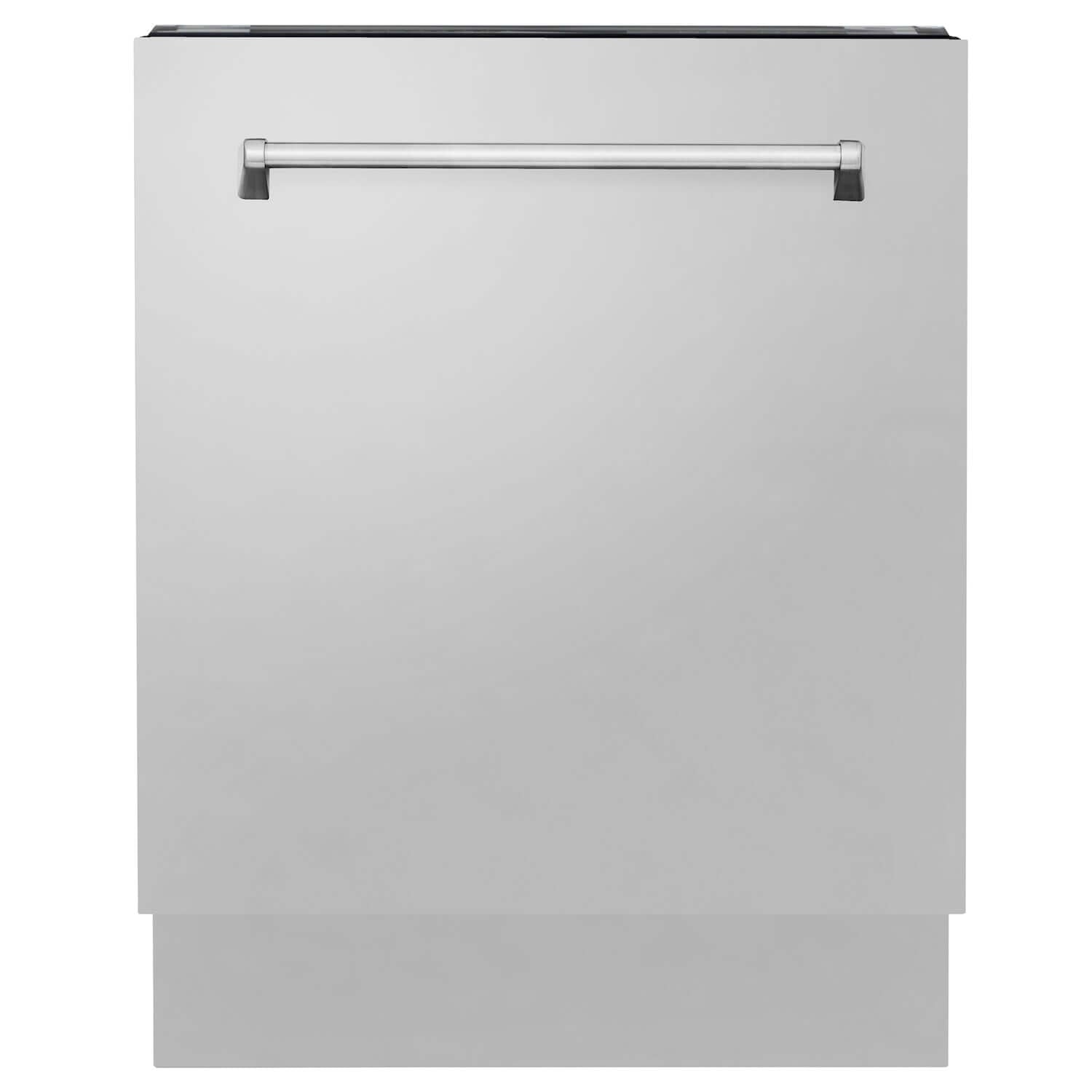ZLINE 24" Stainless Steel Dishwasher front with door closed.
