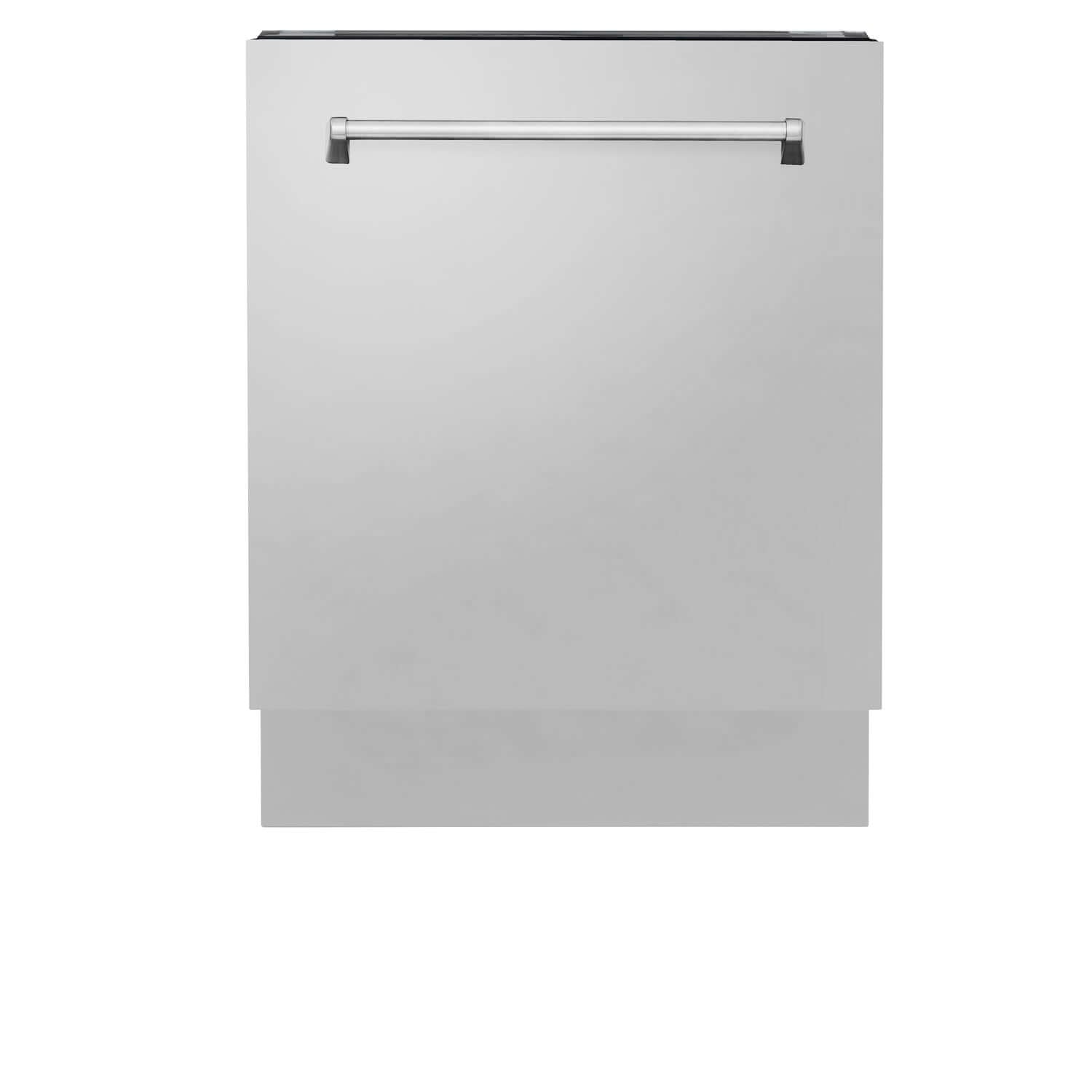 ZLINE 24" Stainless Steel Dishwasher front with door closed.