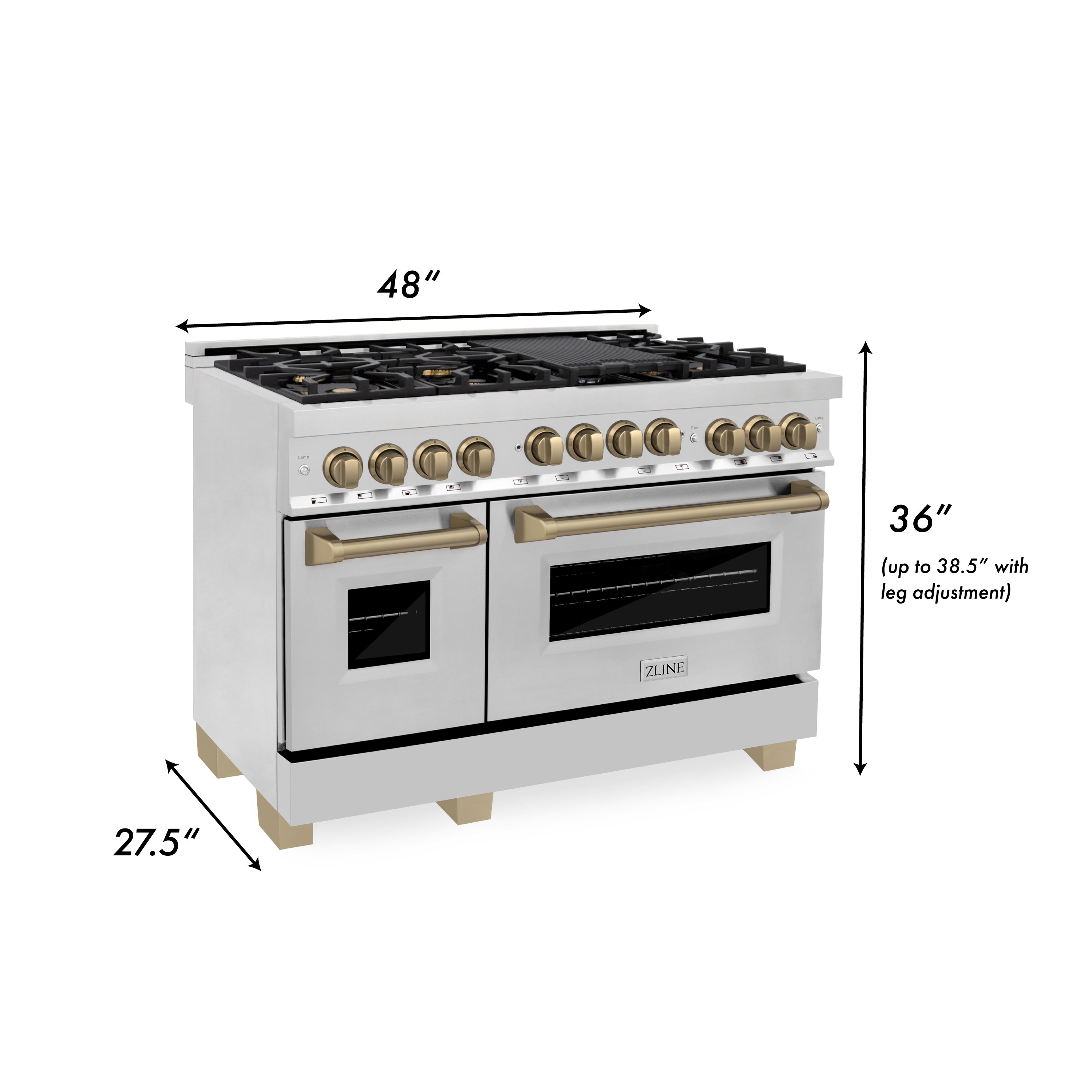 ZLINE Autograph Edition 48 in. 6.0 cu. ft. Range with Gas Stove and Gas Oven in Stainless Steel with Accents (RGZ-48)