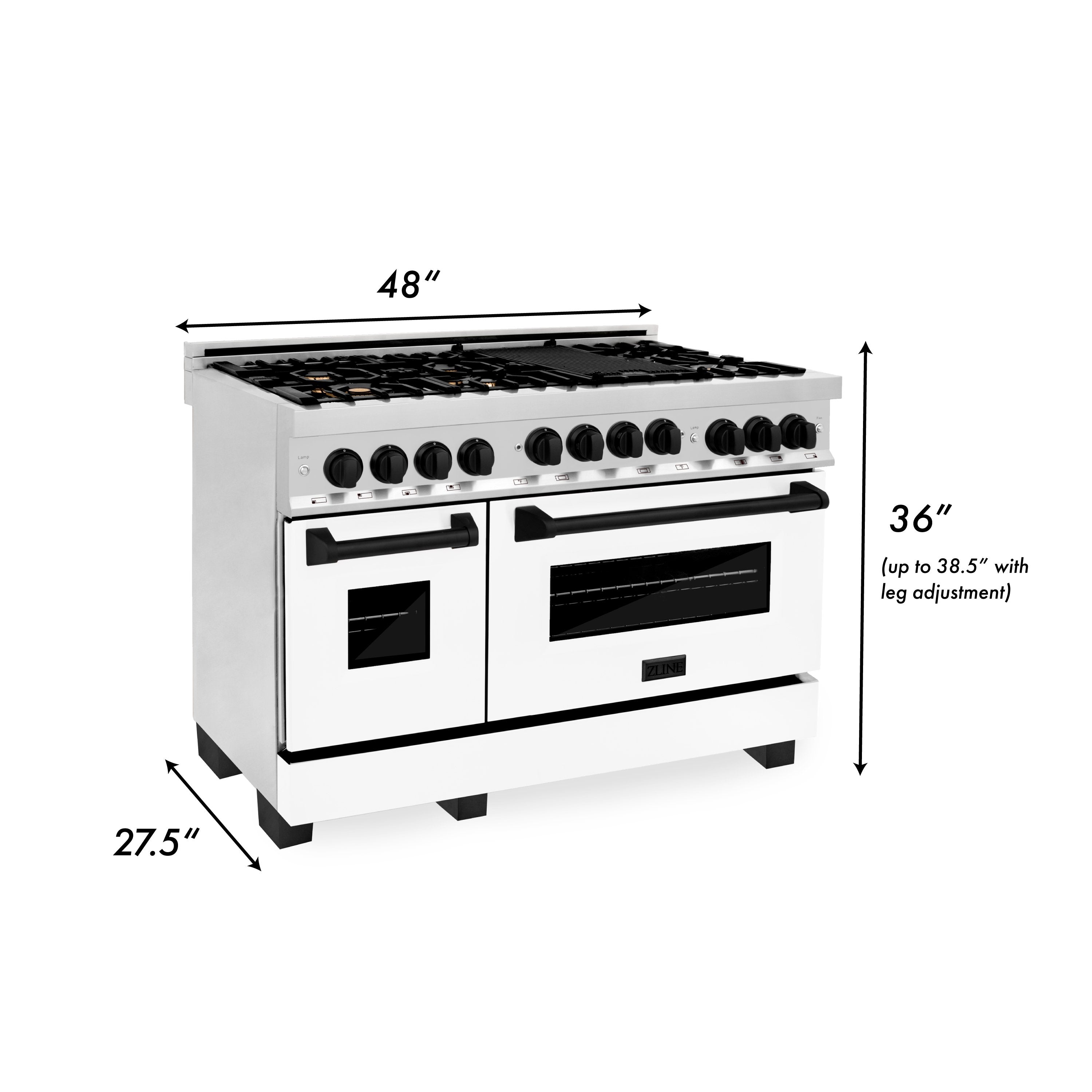 ZLINE Autograph Edition 48 in. 6.0 cu. ft. Range with Gas Stove and Gas Oven in Stainless Steel with White Matte Door with Accents (RGZ-WM-48)