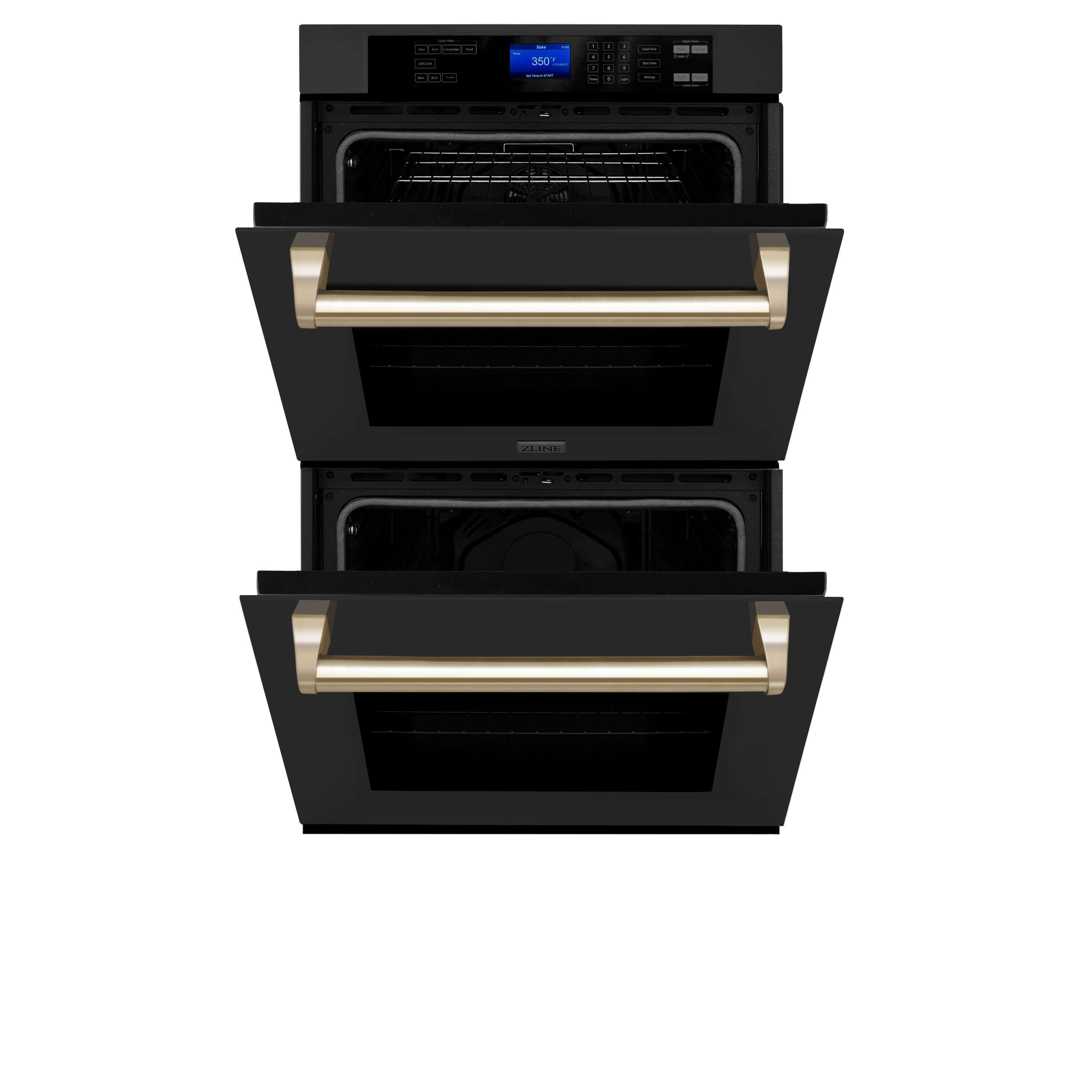 ZLINE 30 in. Autograph Edition Electric Double Wall Oven with Self Clean and True Convection in Black Stainless Steel and Polished Gold Accents (AWDZ-30-BS-G)