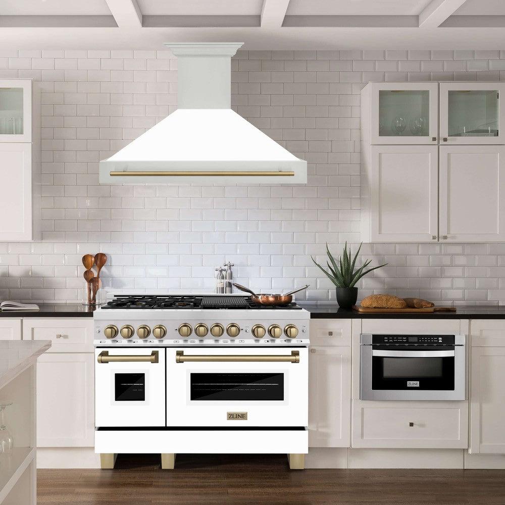 ZLINE Autograph Edition 48 in. Stainless Steel Range Hood with White Matte Shell and Handle (8654STZ-WM48) 
