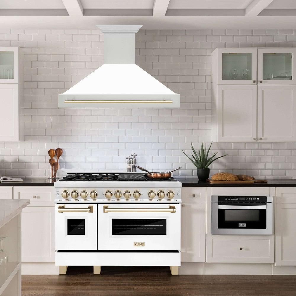 ZLINE Autograph Edition 48 in. Stainless Steel Range Hood with White Matte Shell and Handle (8654STZ-WM48) 