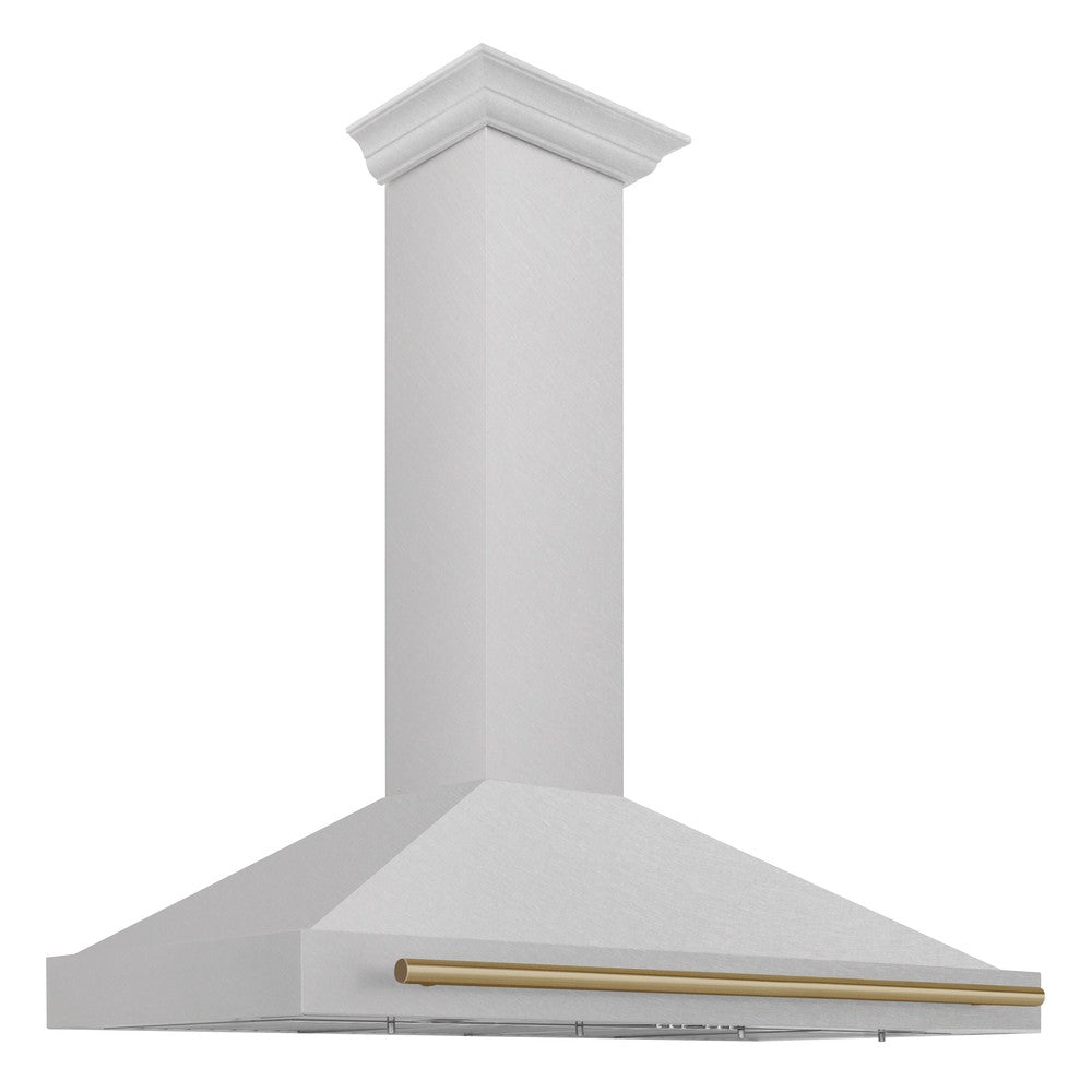 ZLINE 48 in. Autograph Edition DuraSnow Stainless Steel Range Hood with Champagne Bronze Accents side.