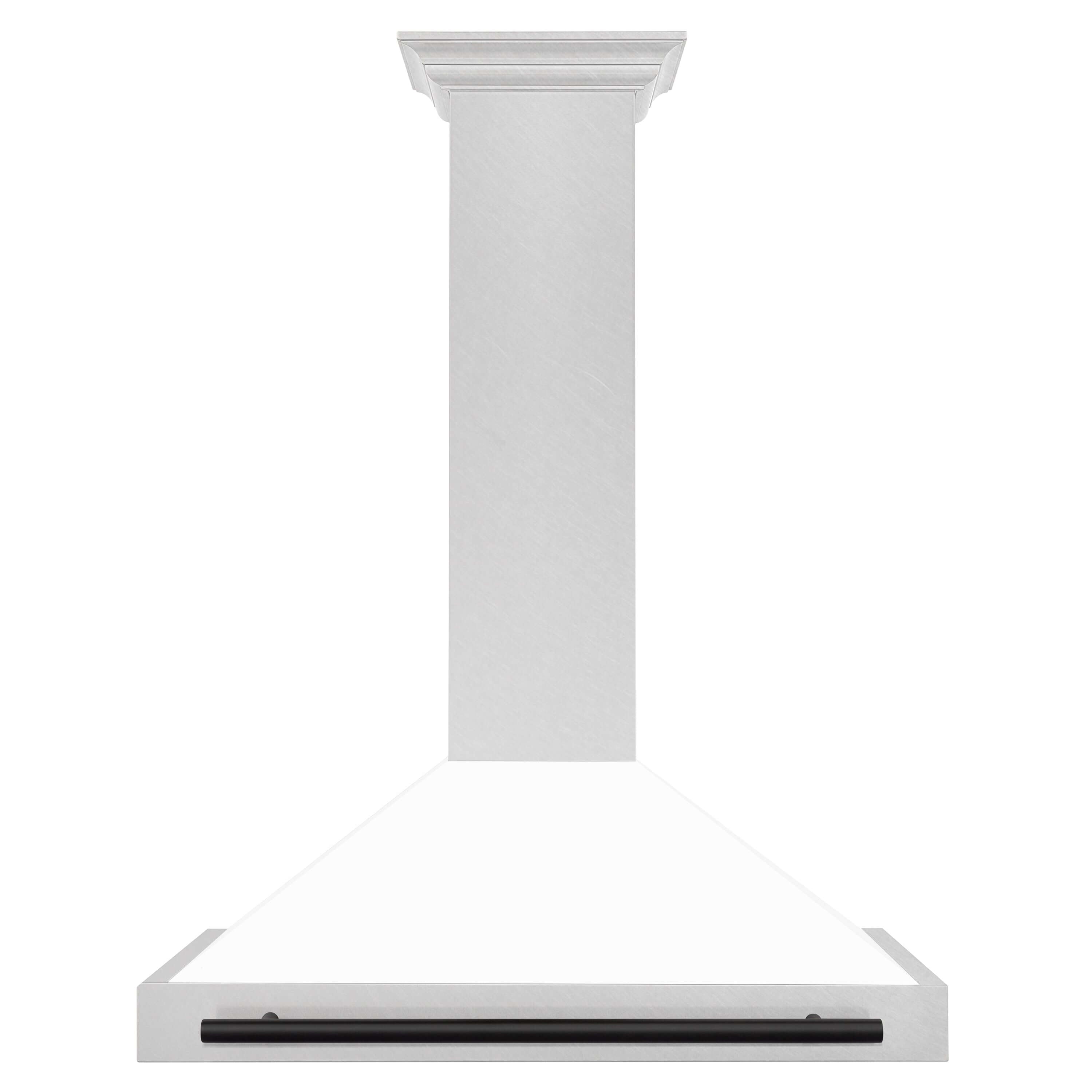 ZLINE Autograph Edition 36 in. Range Hood in Fingerprint Resistant Stainless Steel with White Matte Shell and Accented Handle (KB4SNZ-WM36) front.