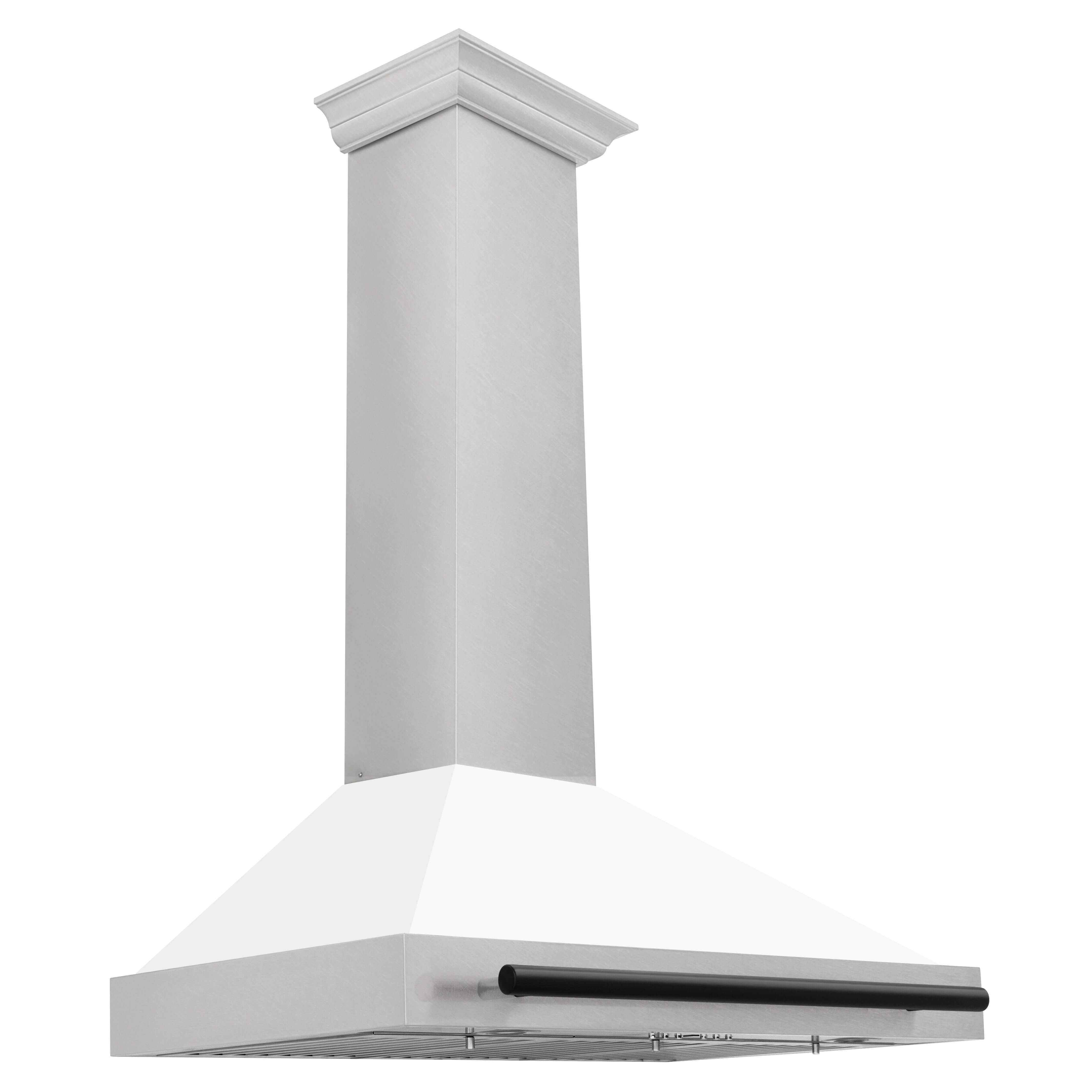 ZLINE Autograph Edition 36 in. Range Hood in Fingerprint Resistant Stainless Steel with White Matte Shell and Accented Handle (KB4SNZ-WM36) DuraSnow Stainless Steel with Matte Black Accents