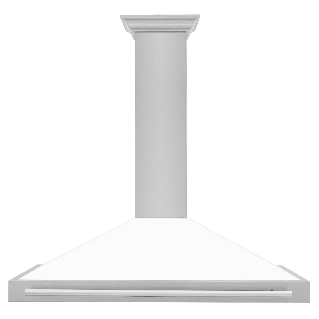 ZLINE 48 in. Convertible Fingerprint Resistant DuraSnow® Stainless Steel Range Hood with Colored Shell Options and Stainless Steel Handle (KB4SNX-48) front.