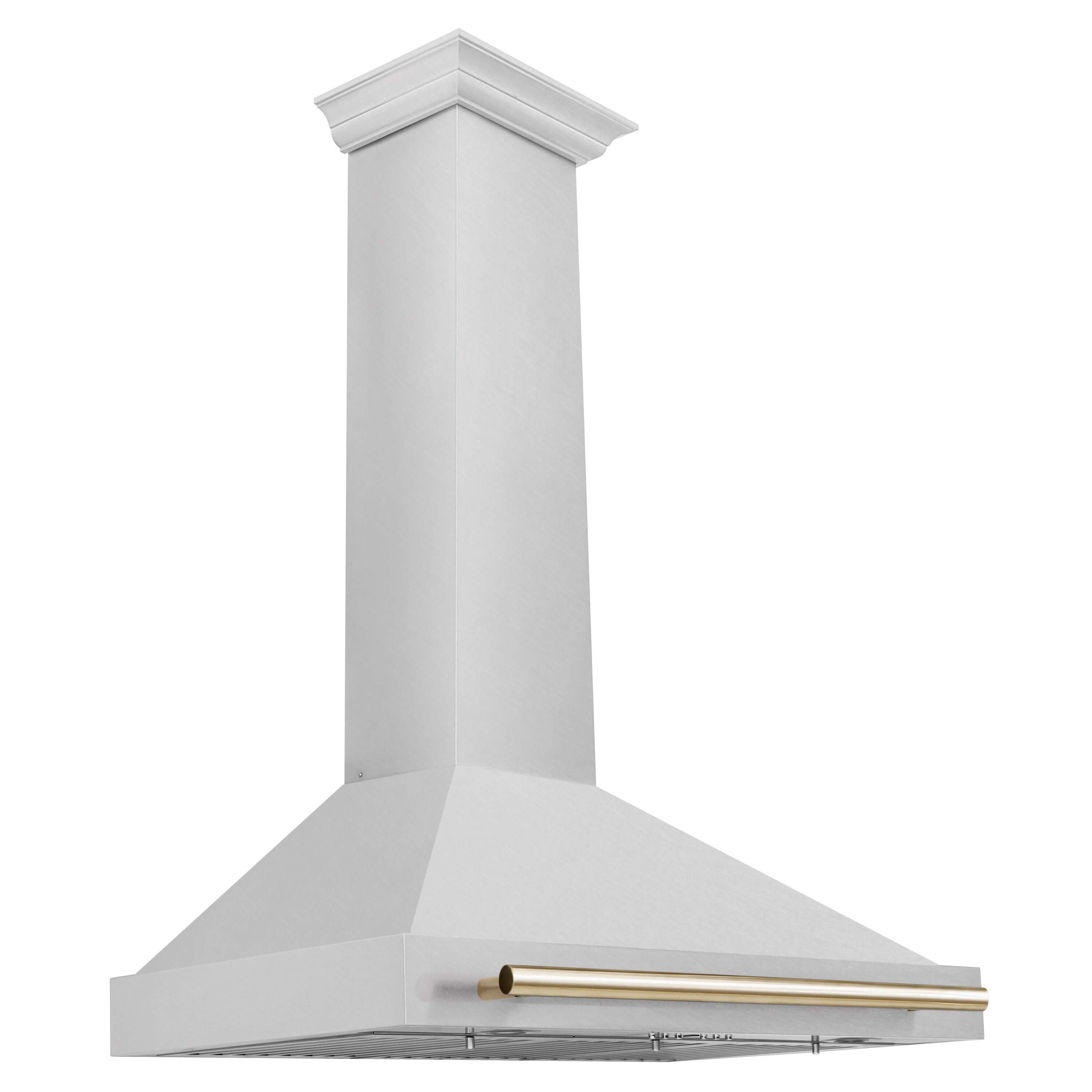 ZLINE 36 in. Autograph Edition Convertible Fingerprint Resistant DuraSnow® Stainless Steel Range Hood with Accent Handle (KB4SNZ-36) DuraSnow Stainless Steel with Polished Gold Accents