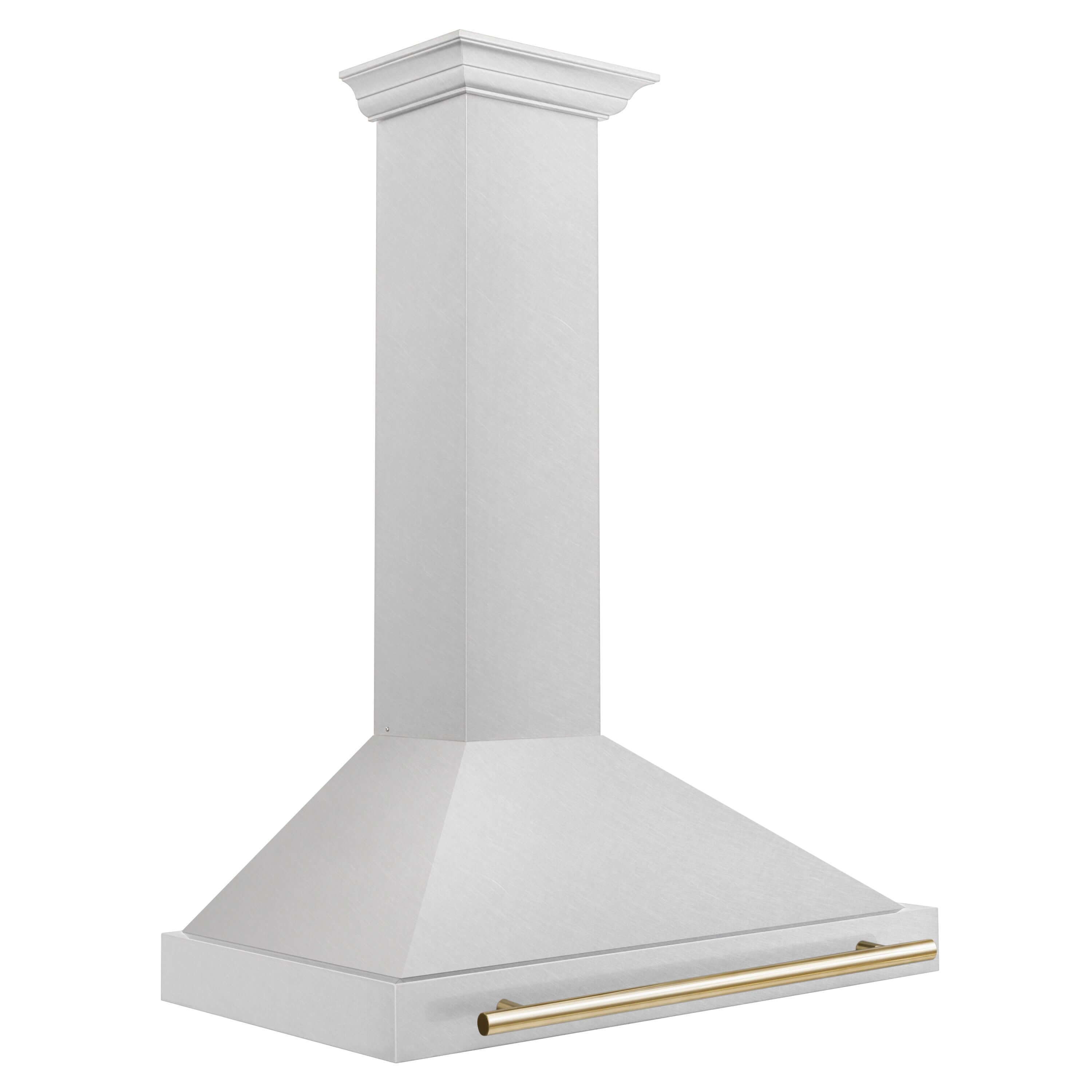 ZLINE 36 in. Autograph Edition Convertible Fingerprint Resistant DuraSnow® Stainless Steel Range Hood with Accent Handle (KB4SNZ-36) side.