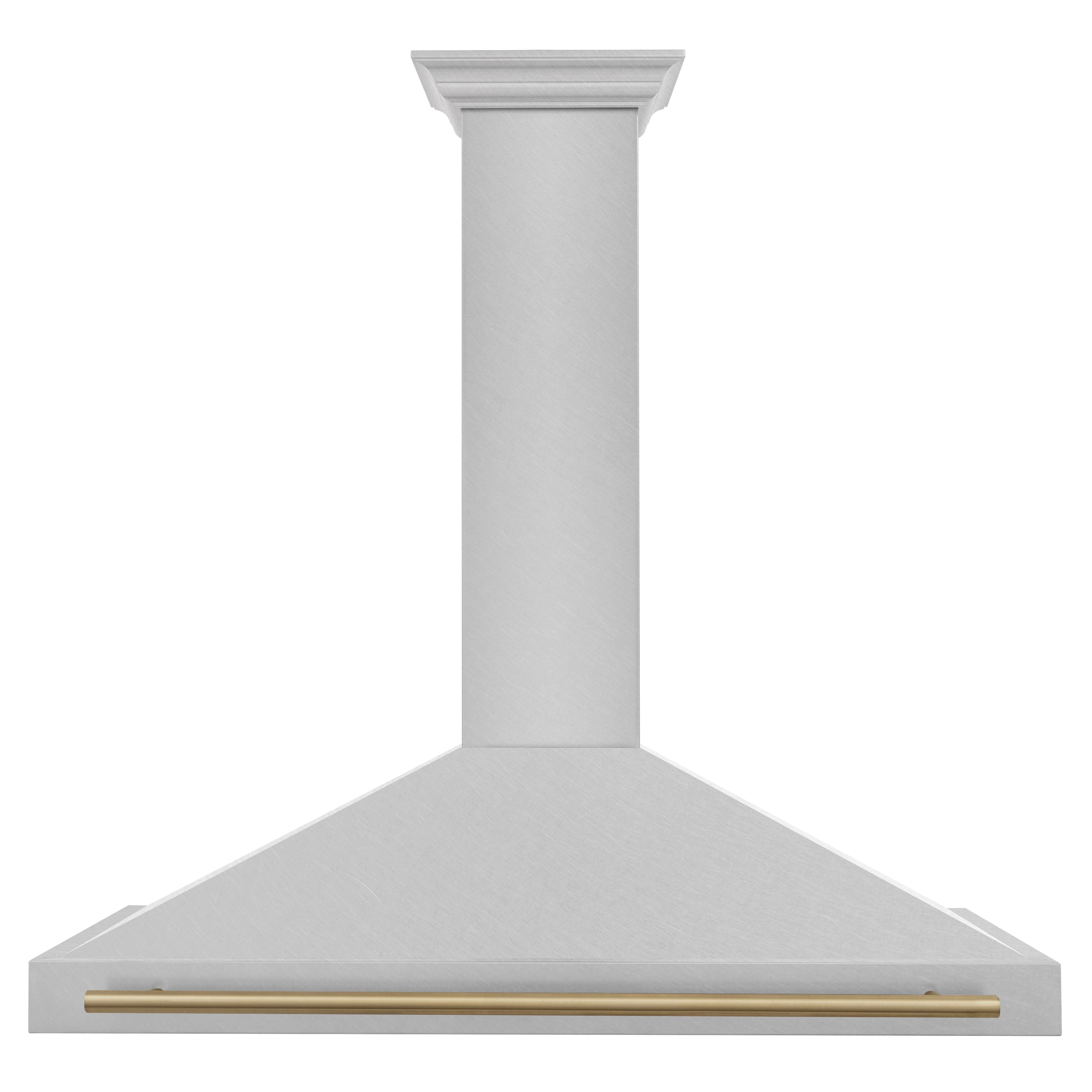 ZLINE 48 in. Autograph Edition DuraSnow Stainless Steel Range Hood with Champagne Bronze Accents front.