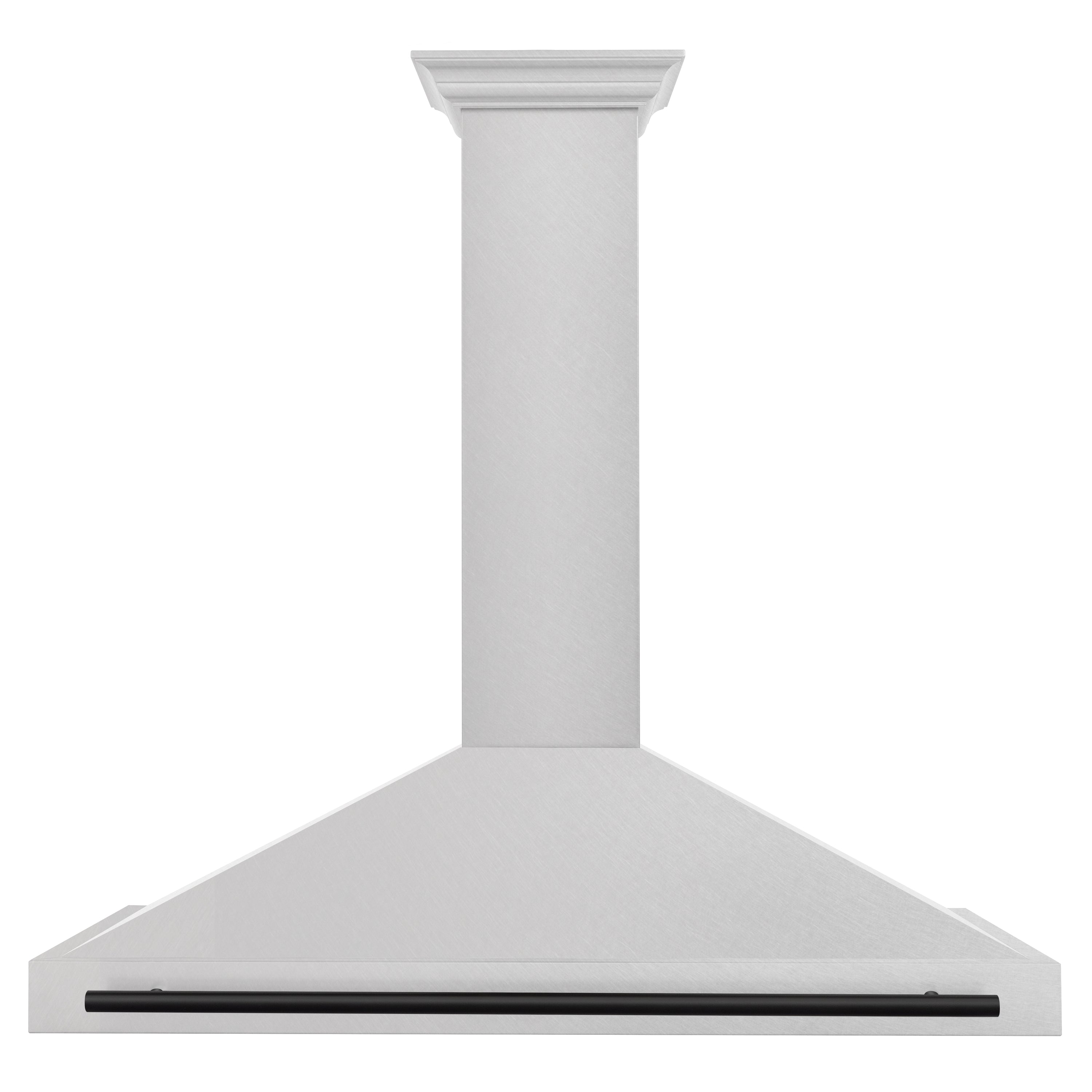 ZLINE 48 in. Autograph Edition Convertible Fingerprint Resistant DuraSnow® Stainless Steel Range Hood with Accent Handle (KB4SNZ-48) front.