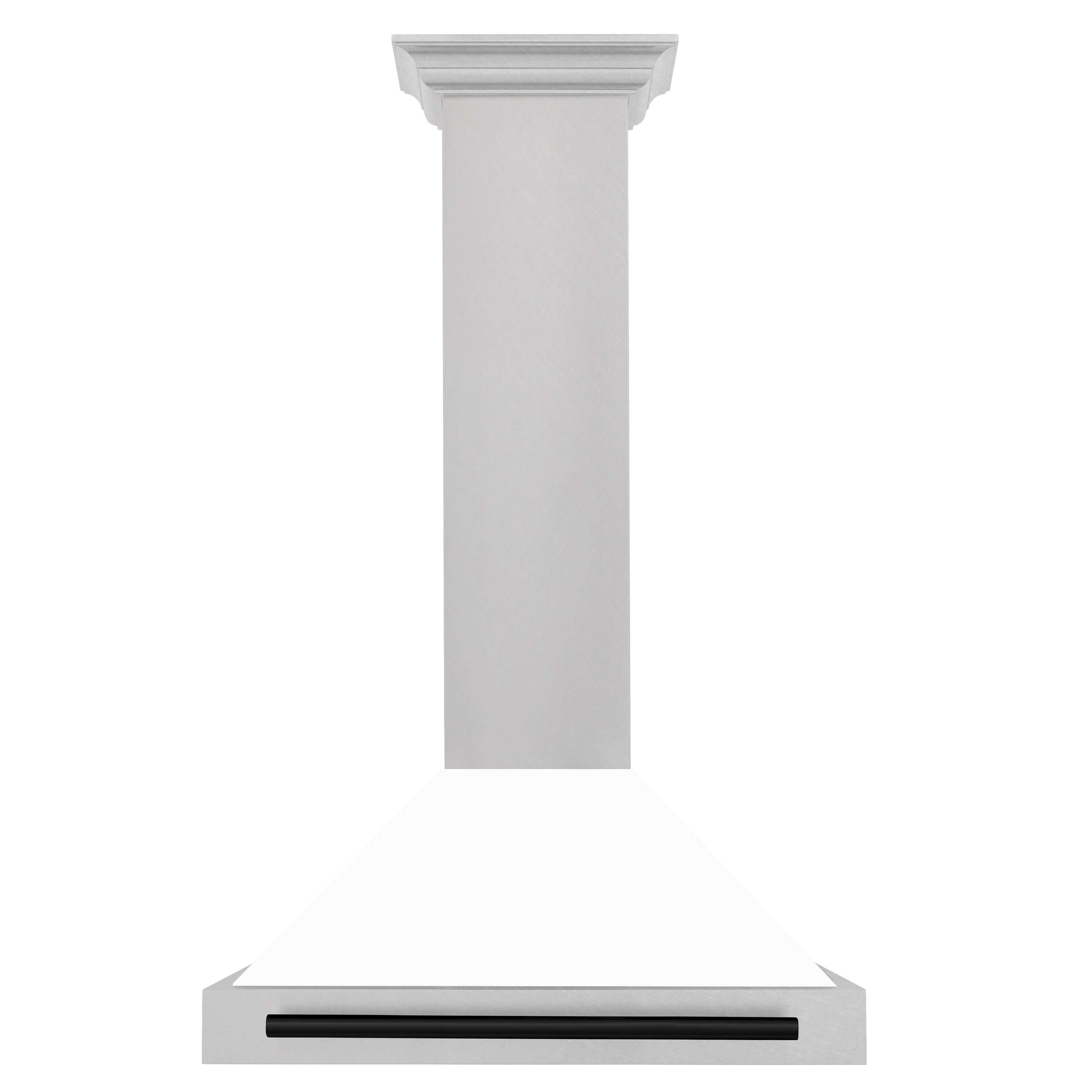 ZLINE 30 in. Autograph Edition Fingerprint Resistant Stainless Steel Range Hood with White Matte Shell and Matte Black Handle Front View