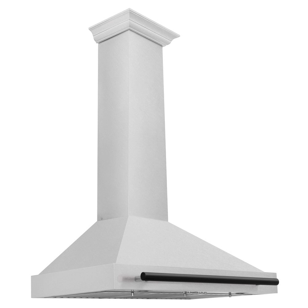 ZLINE 36 in. Autograph Edition Convertible Fingerprint Resistant DuraSnow® Stainless Steel Range Hood with Accent Handle (KB4SNZ-36) DuraSnow Stainless Steel with Matte Black Accents