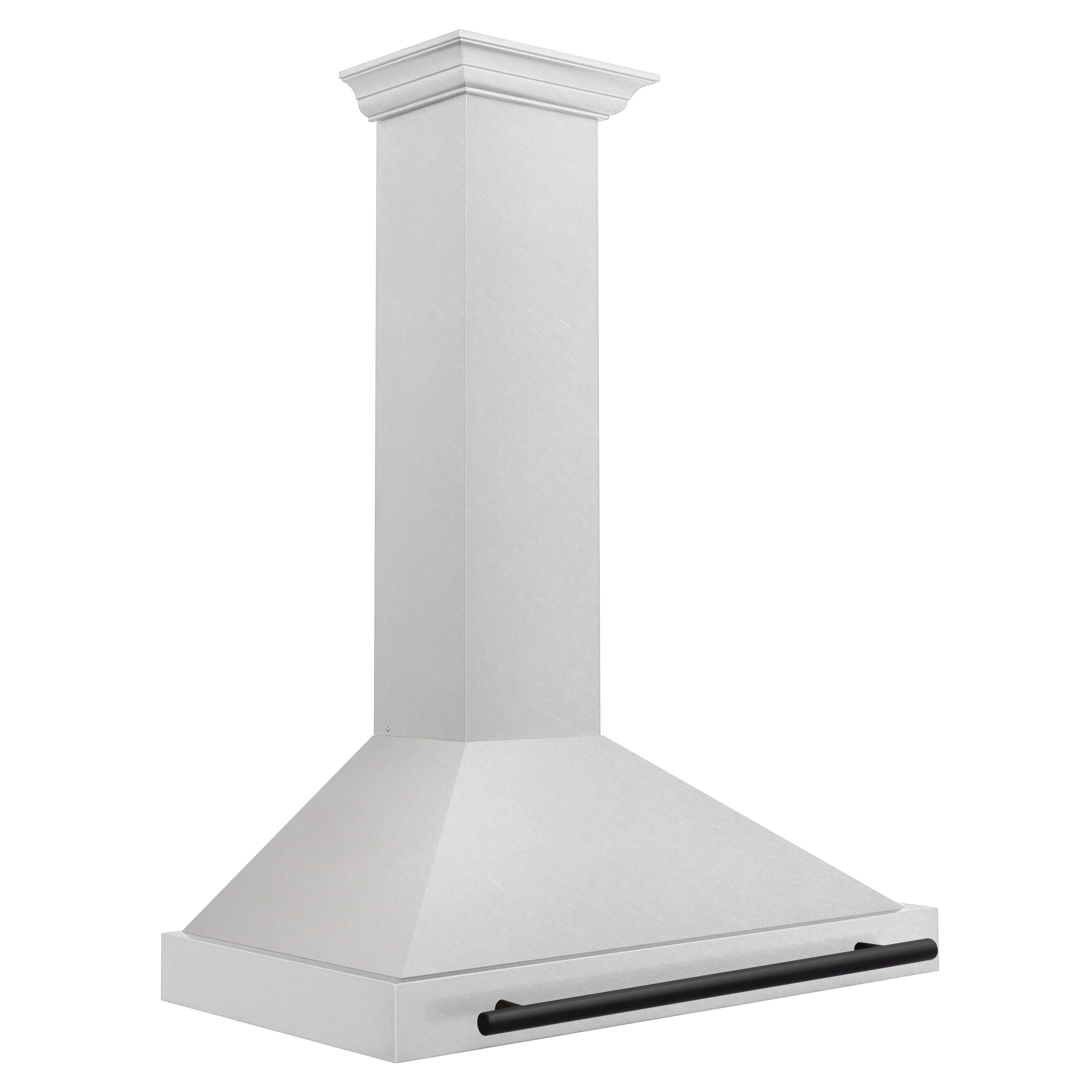 ZLINE 36 in. Autograph Edition Convertible Fingerprint Resistant DuraSnow® Stainless Steel Range Hood with Accent Handle (KB4SNZ-36) side.
