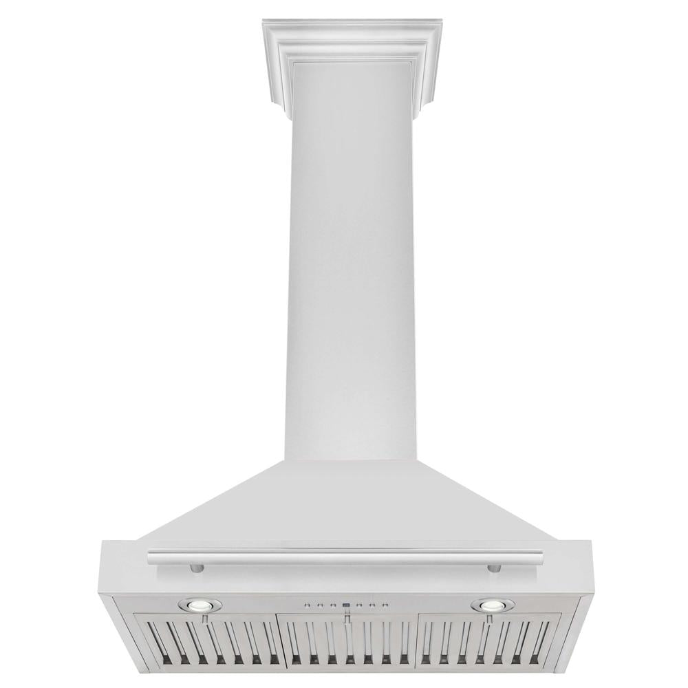 ZLINE 30 in. Stainless Steel Range Hood with Stainless Steel Handle and Colored Shell Options (KB4STX-30) front, under.