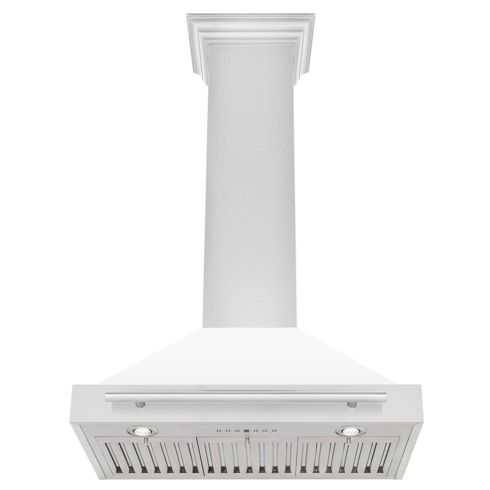 ZLINE 30 in. Stainless Steel Range Hood with Stainless Steel Handle and Colored Shell Options (KB4STX-30) front, under.