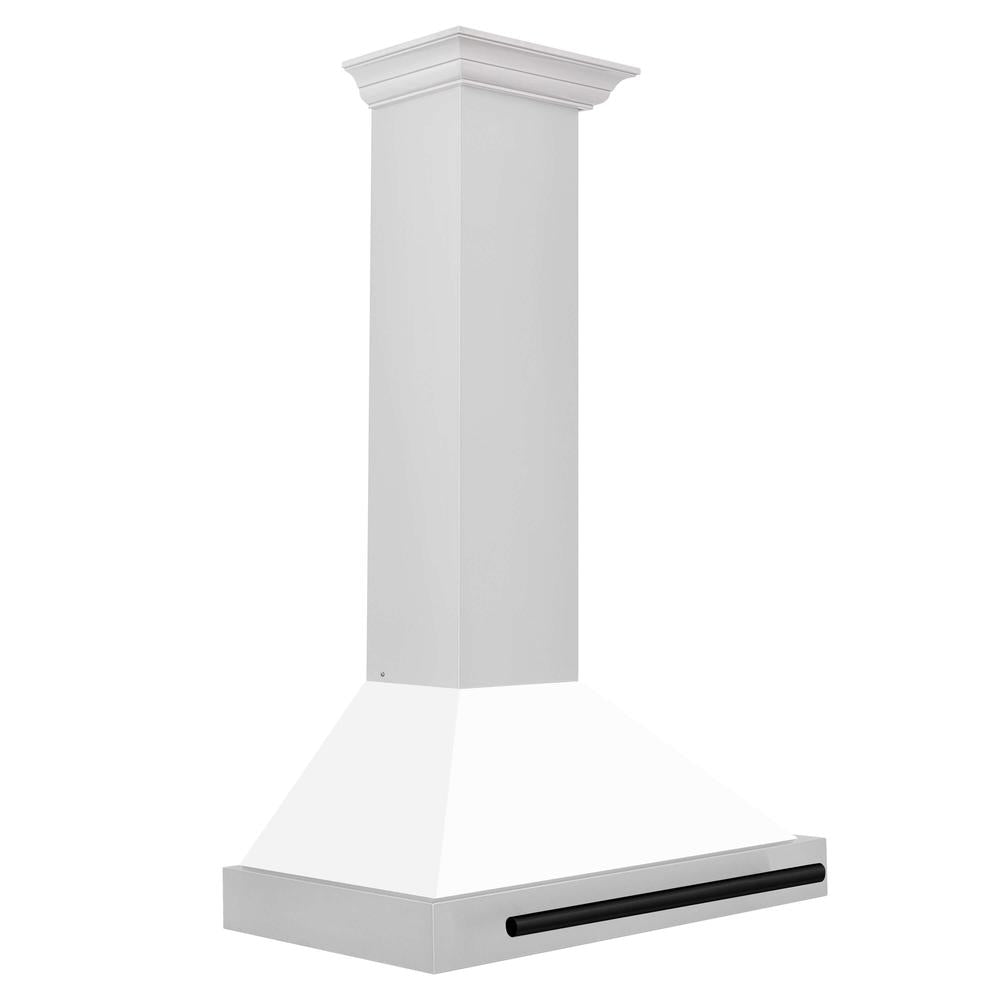 ZLINE Autograph Edition 30 in. Stainless Steel Range Hood with White Matte Shell and Accents (KB4STZ-WM30) side.