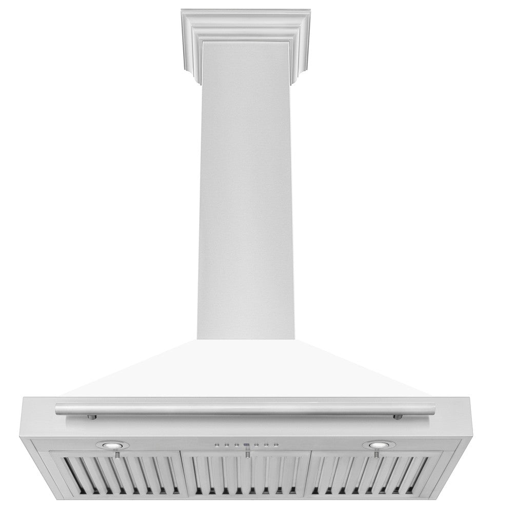 ZLINE 48 in. Stainless Steel Range Hood with Stainless Steel Handle and Colored Shell Options (KB4STX-48) front, under.