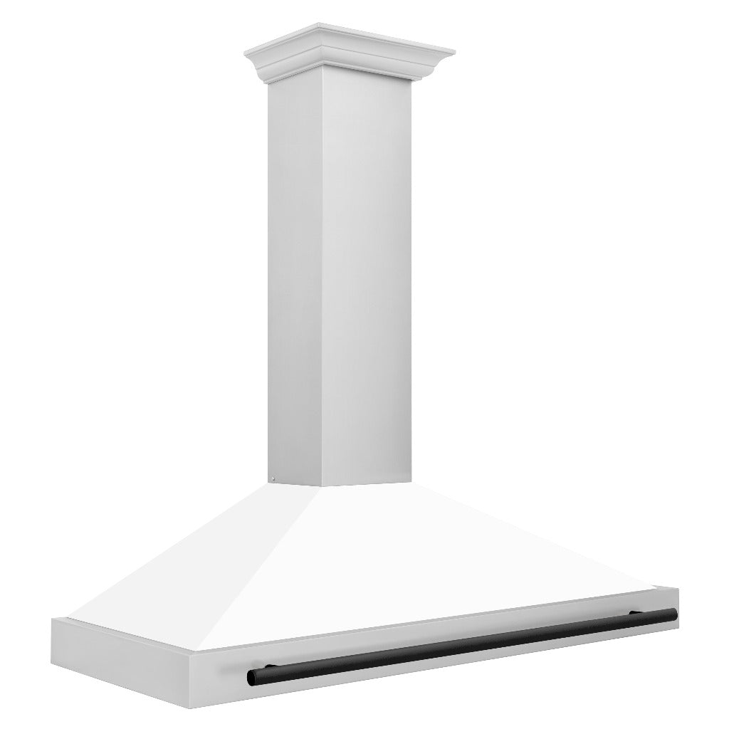 ZLINE Autograph Edition 48 in. Stainless Steel Range Hood with White Matte Shell and Accents (KB4STZ-WM48) side.
