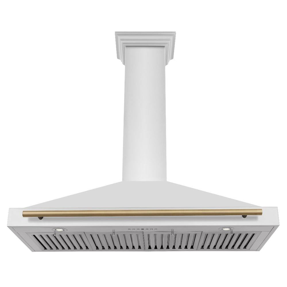 ZLINE Autograph Edition 48 in. Stainless Steel Range Hood with Stainless Steel Shell and Accents (KB4STZ-48) front, under.